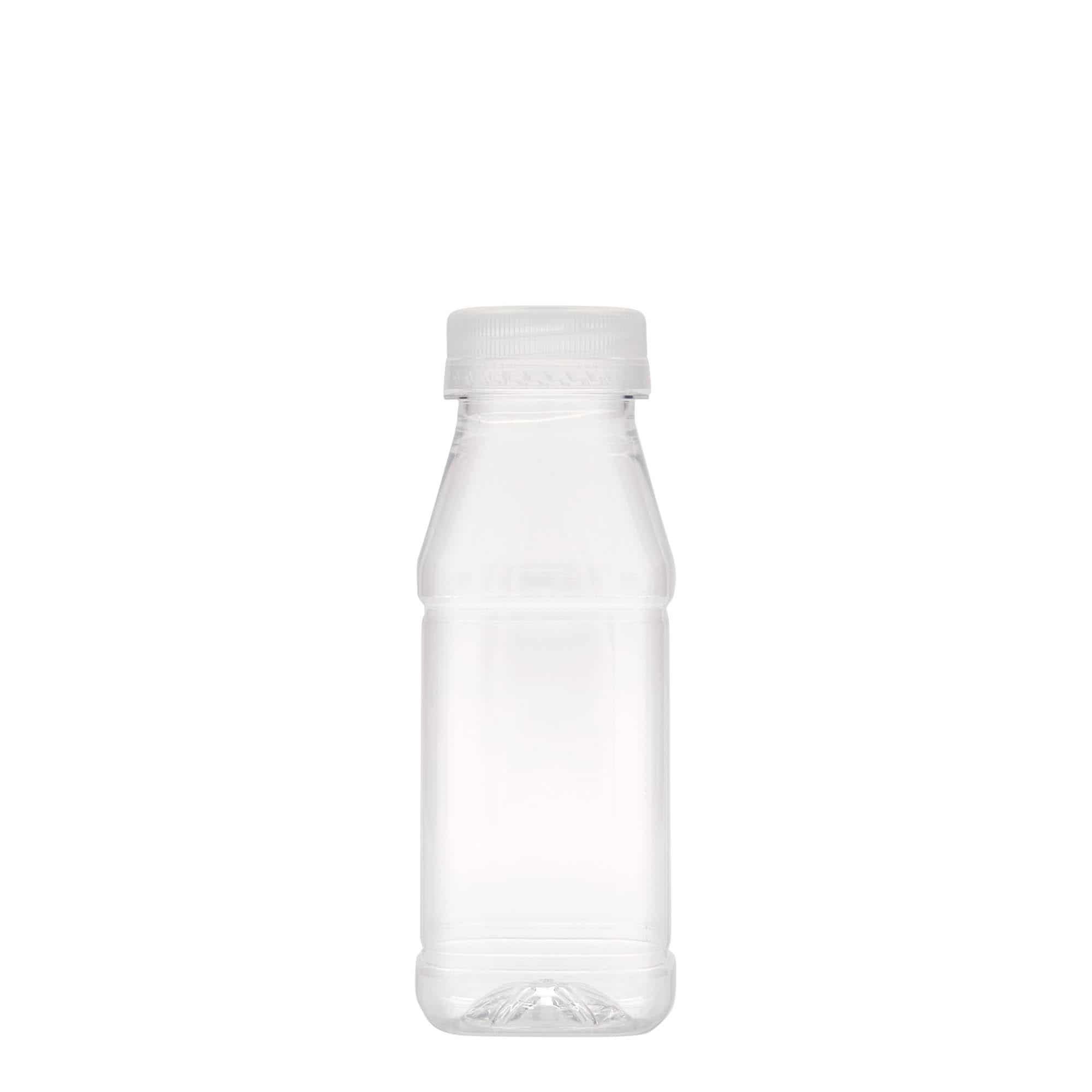 250 ml PET-pudel 'Milk and Juice Carré', ruudukujuline, plast, sulgur: 38 mm