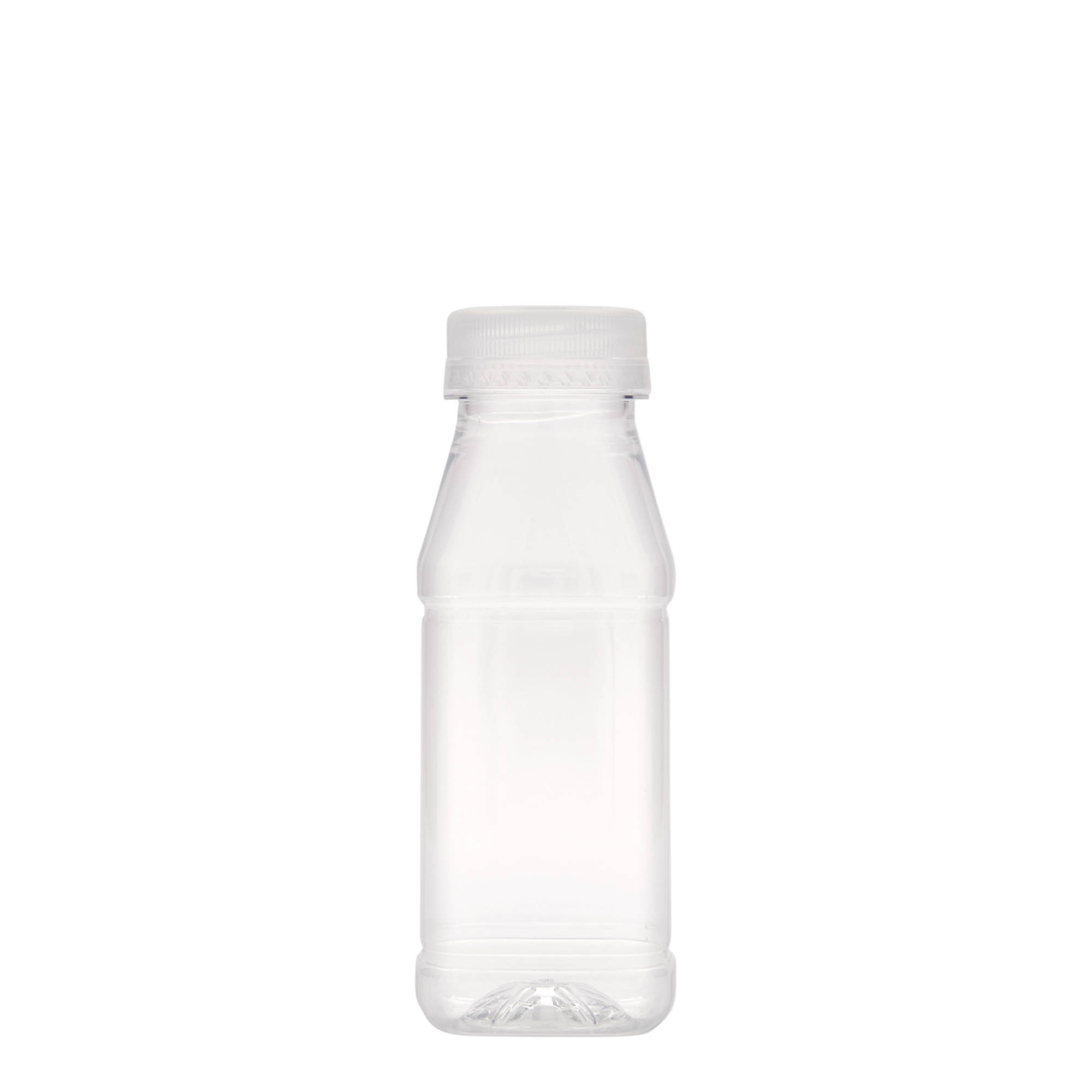 250 ml PET-pudel 'Milk and Juice Carré', ruudukujuline, plastik, kaelus: 38 mm 250 ml PET-pudel 'Milk and Juice Carré', ruudukujuline, plastik, kaelus: 38 mm