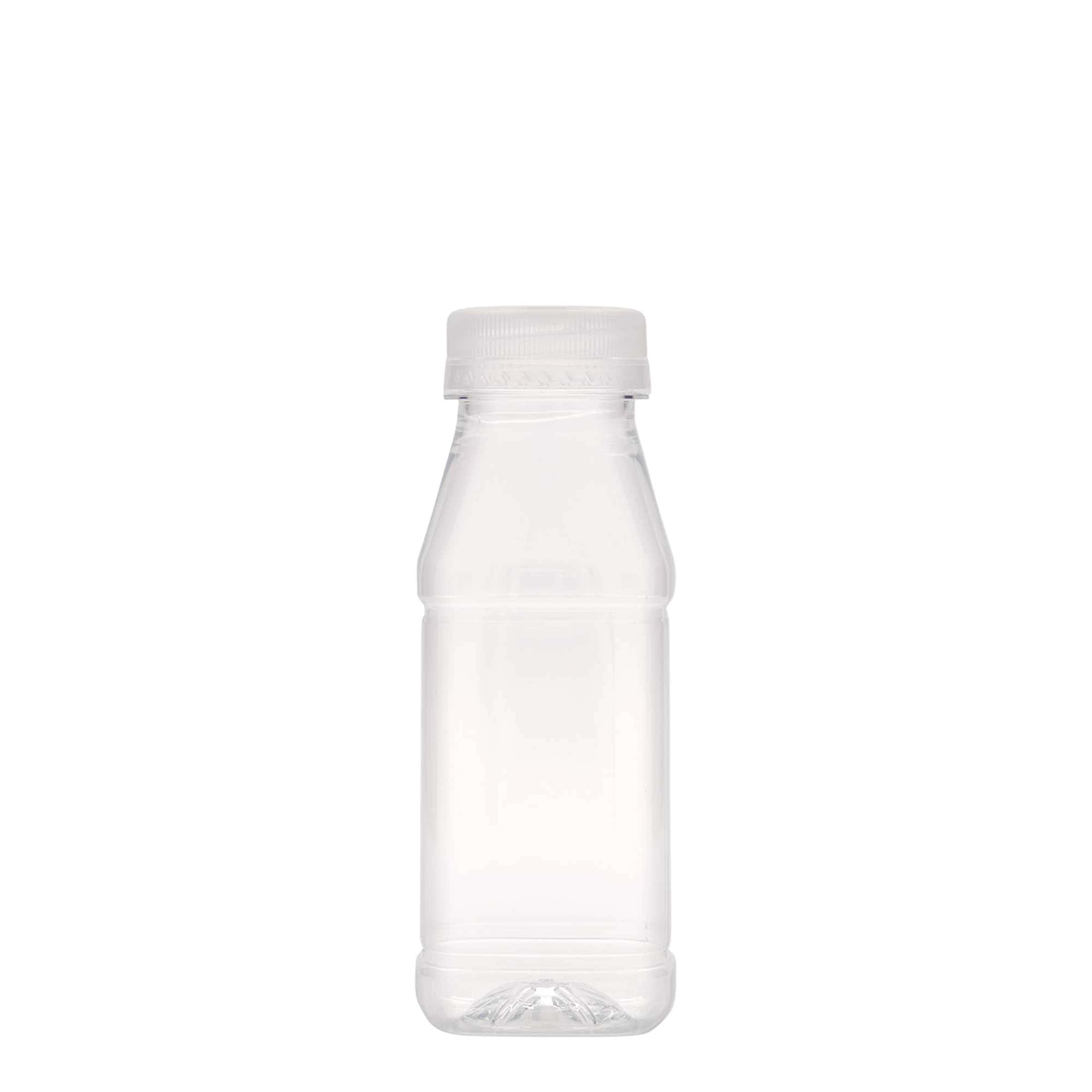 250 ml PET-pudel „Milk and Juice Carré“, ruudukujuline, plastik, avale: 38 mm