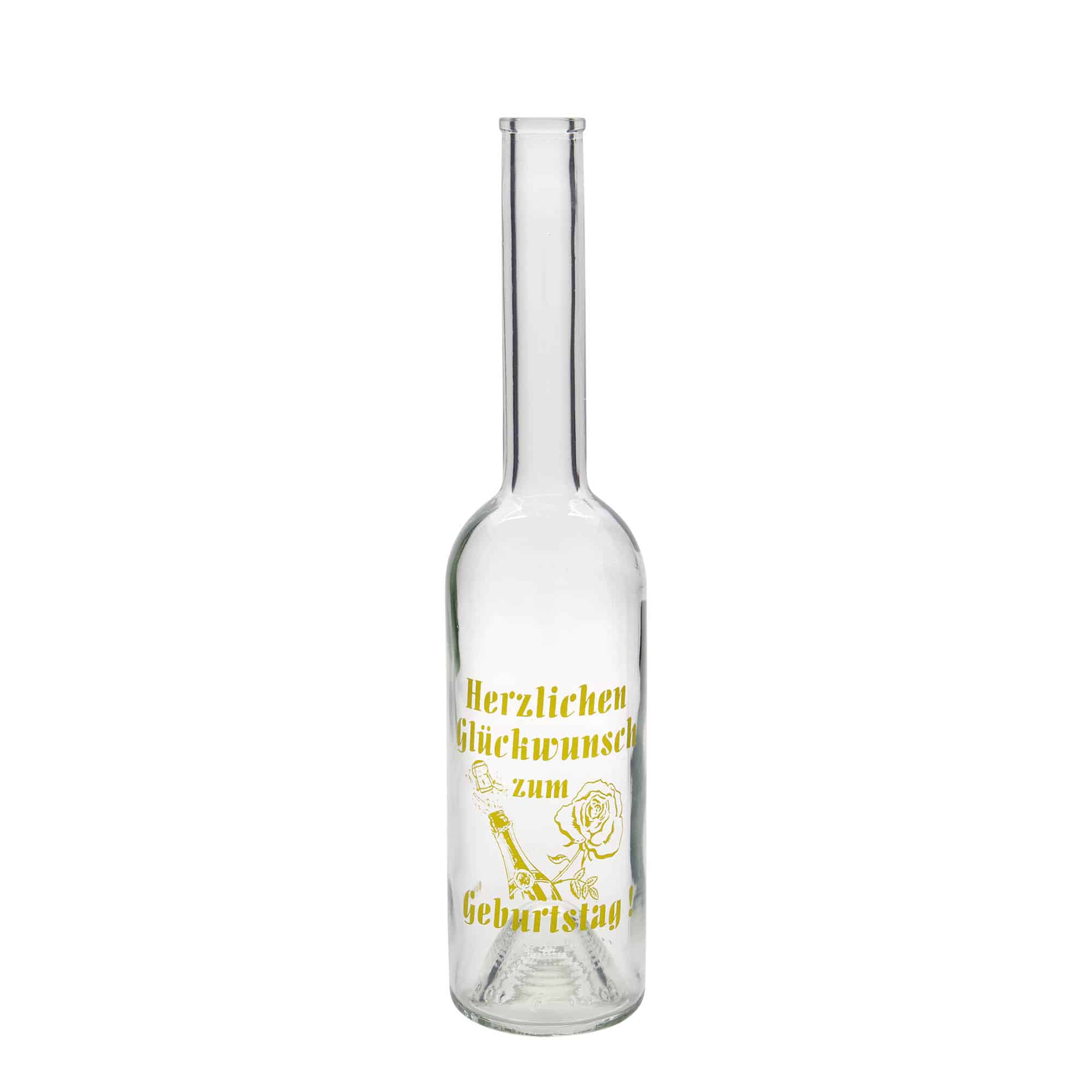 500 ml klaaspudel „Opera“, motiiv: sünnipäevapudel, avale: kork