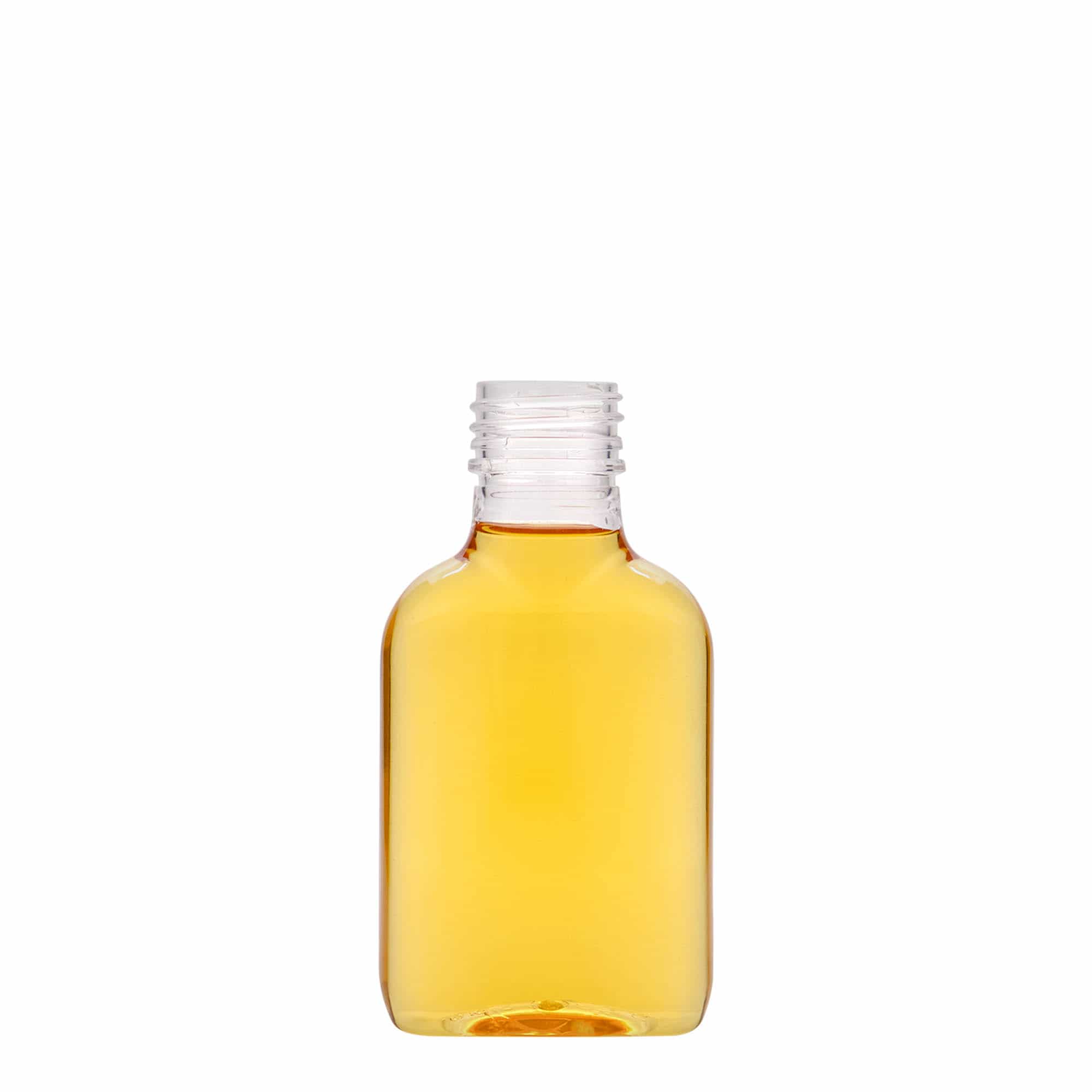 100 ml taskupudel, ovaalne, PET-plast, sulgur: PP 28