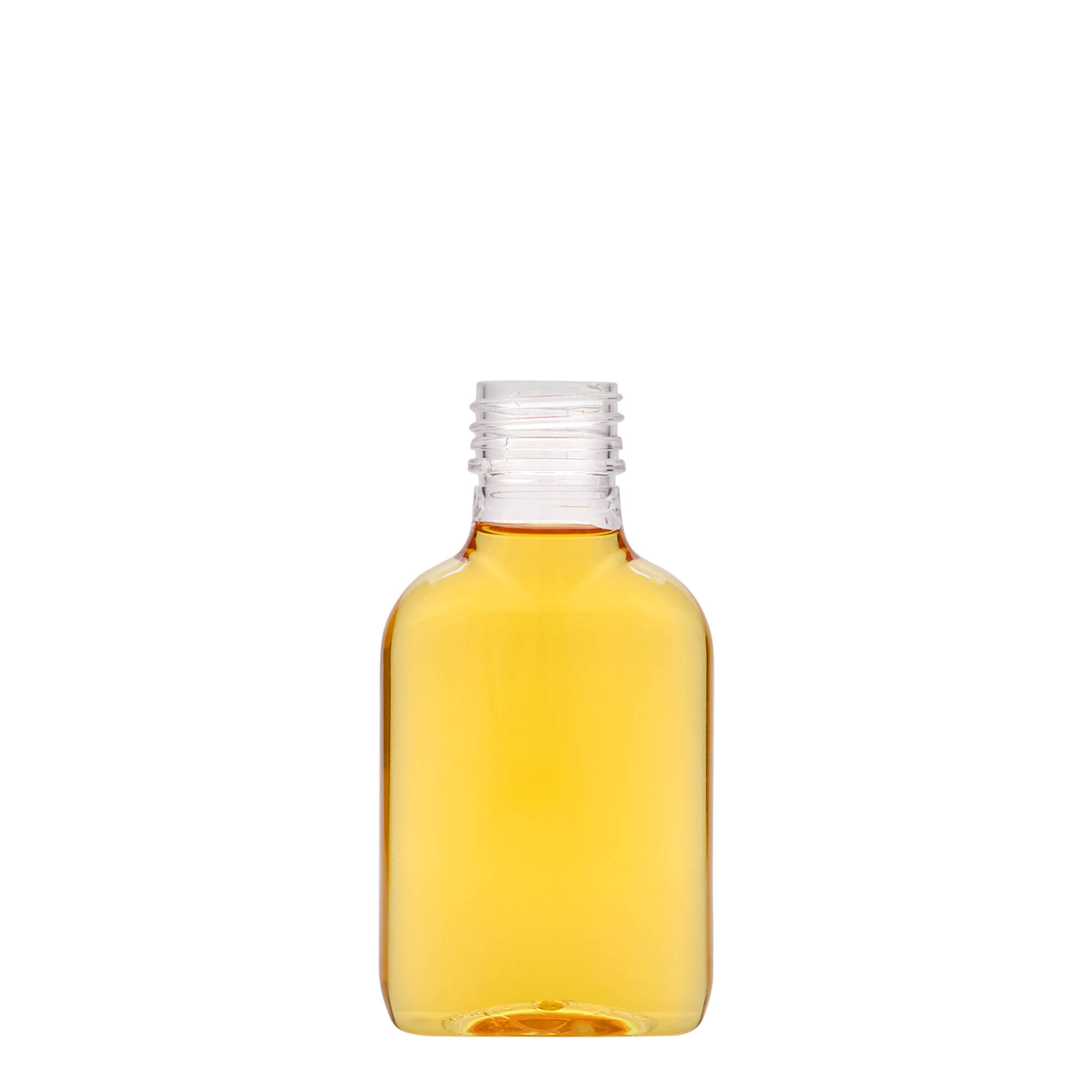 100 ml taskupudel, ovaalne, PET-plast, avale: PP 28