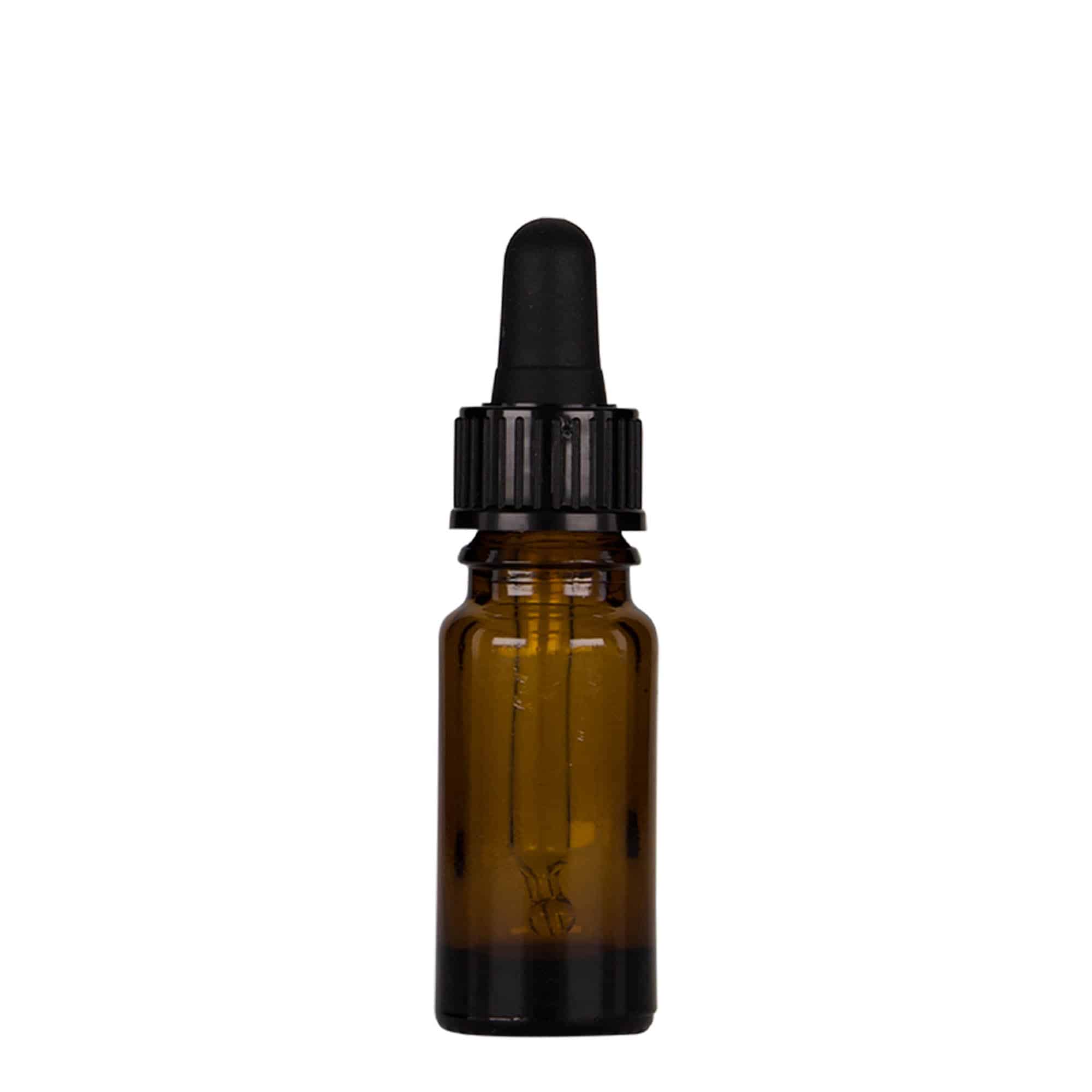 10 ml ravimi pipettpudel, klaas, pruun-must, sulgur: DIN 18 10 ml ravimi pipettpudel, klaas, pruun-must, sulgur: DIN 18