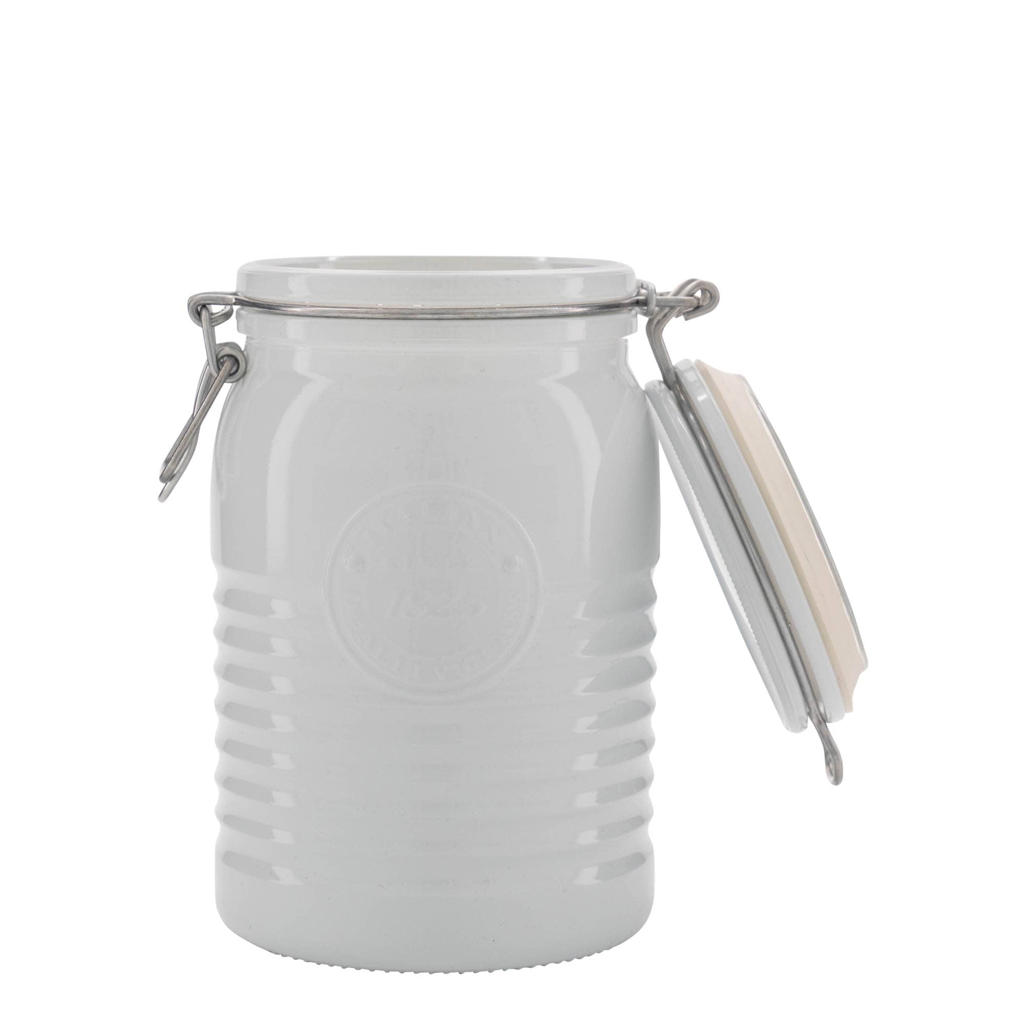 1000 ml traatkaanega purk 'Officina 1825', valge, sulgur: traatkaas