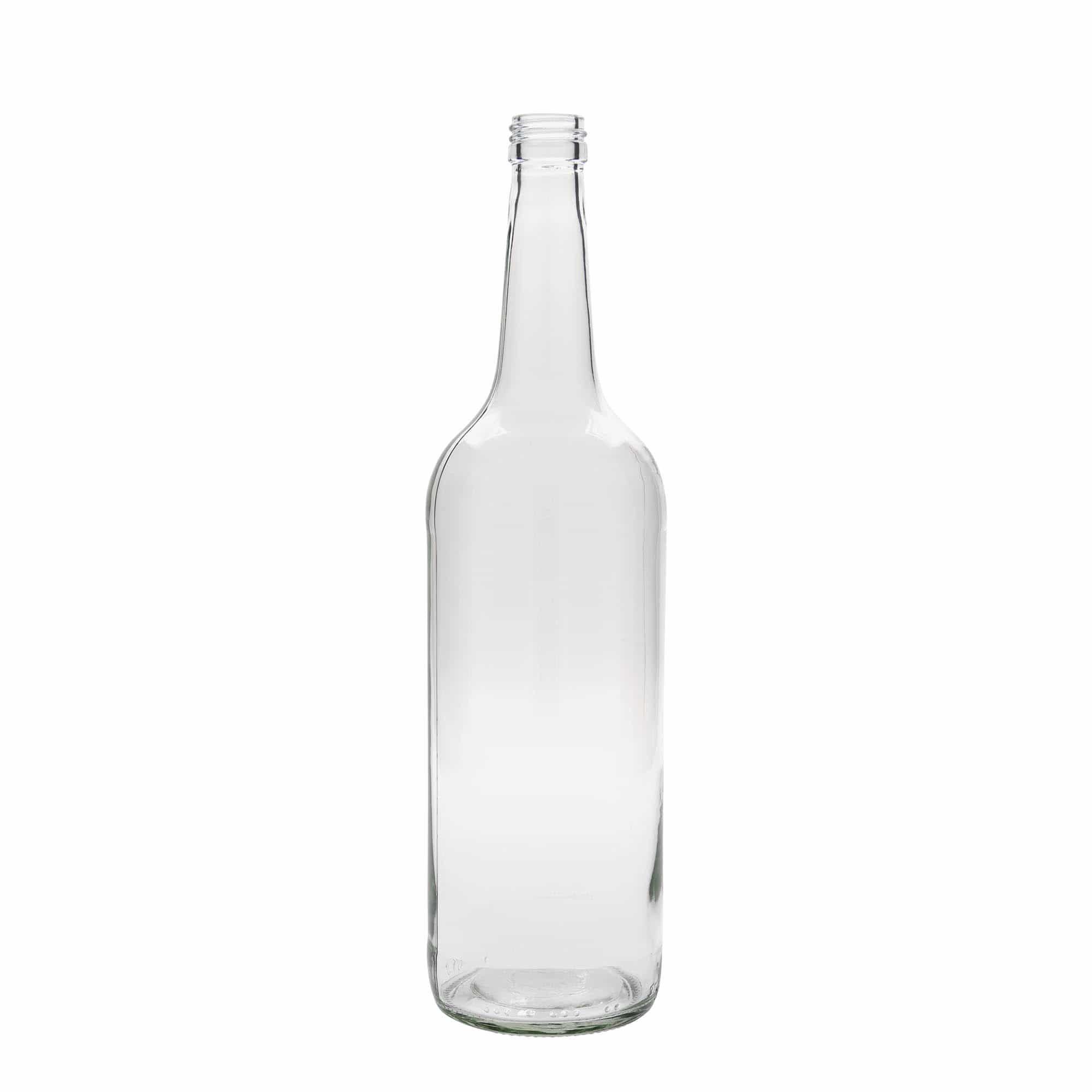 1.000 ml klaaspudel sirge kaelaga, suuava: PP 28