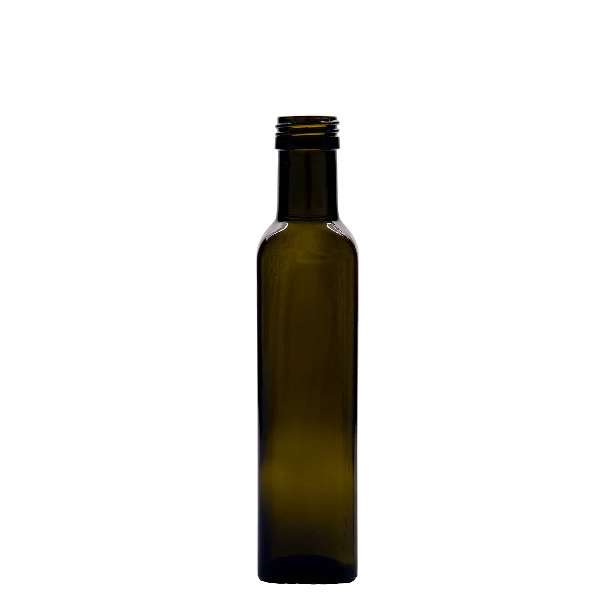 250 ml klaaspudel 'Marasca', ruudukujuline, antiikroheline, suu: PP 31,5