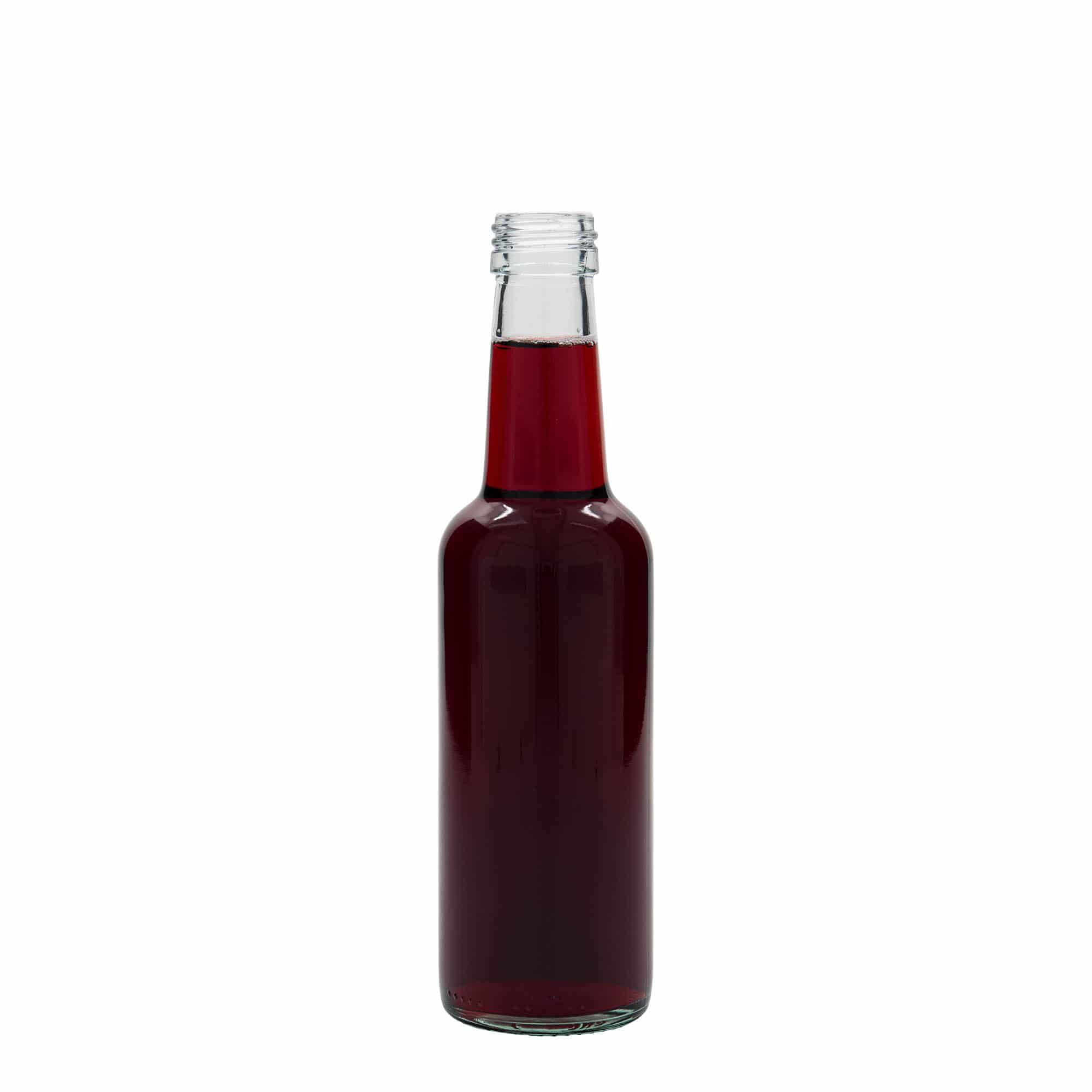 250 ml klaaspudel sirge kaelaga, avaus: PP 28
