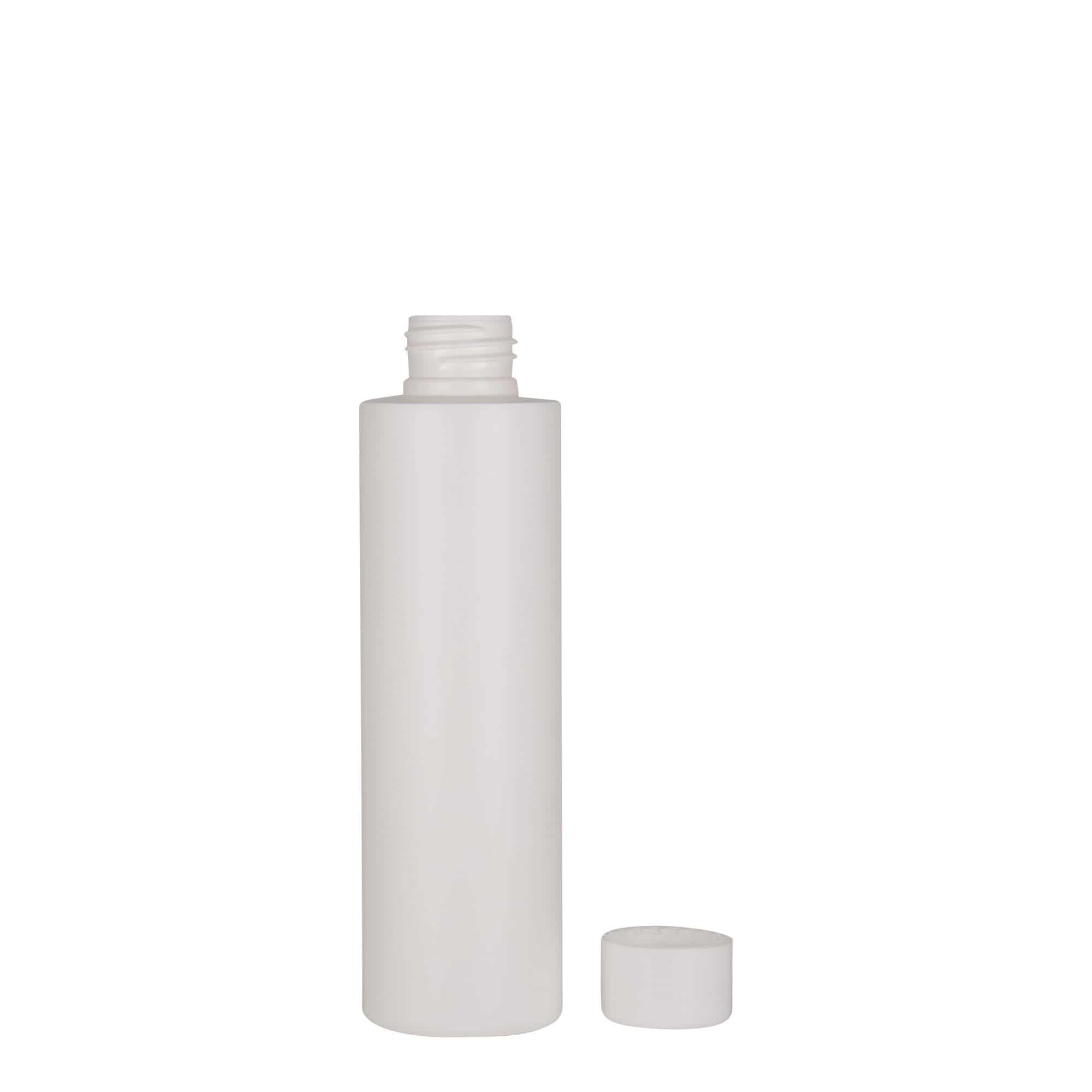 150 ml plastpudel 'Pipe', HDPE, valge, sulgur:  24/410