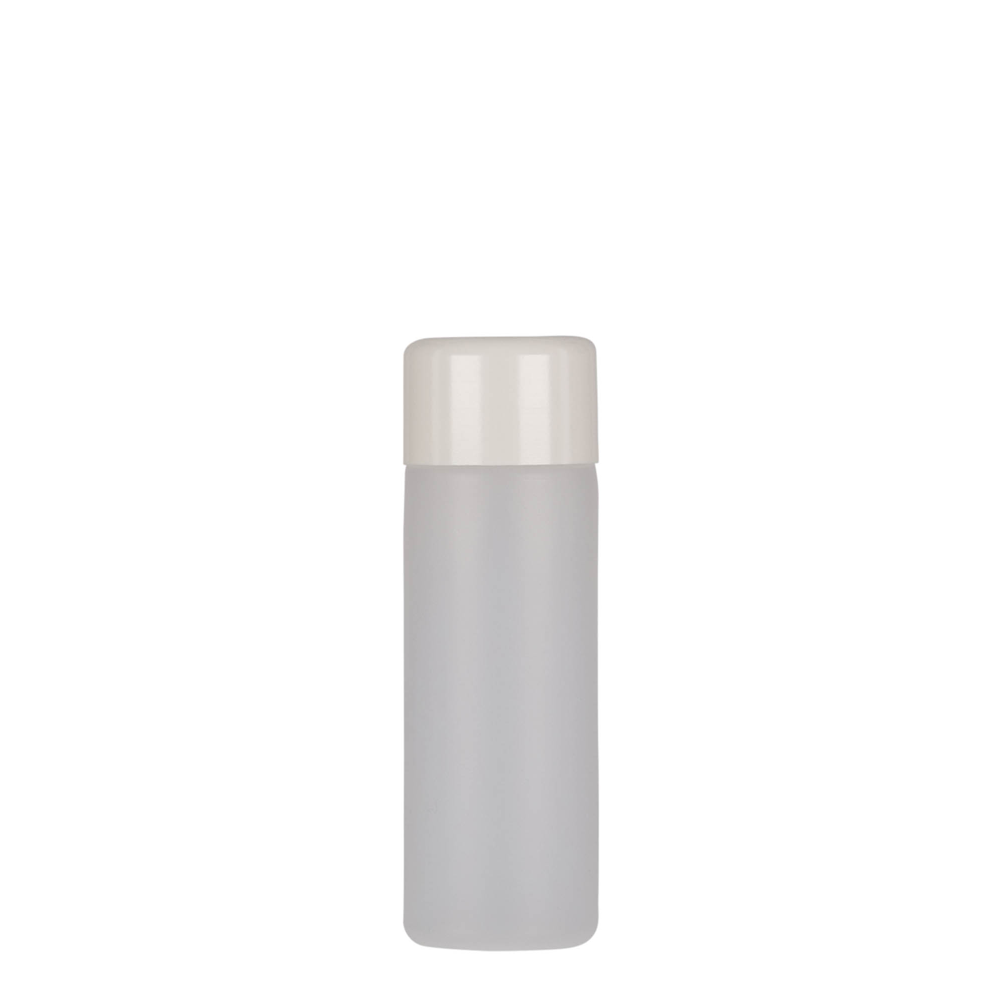 50 ml ümmargune pudel, PE-plast, naturaalne, avaus: keeratava korgiga