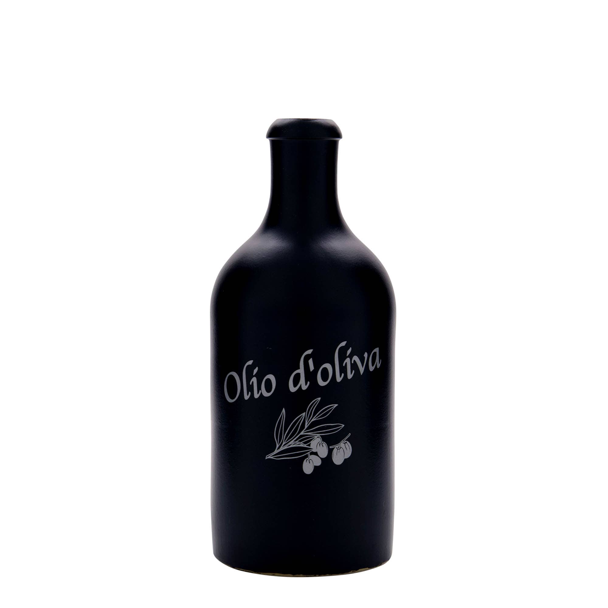 500 ml savikann, motiiv: oliiviõli, keraamika, must, suuava: kork
