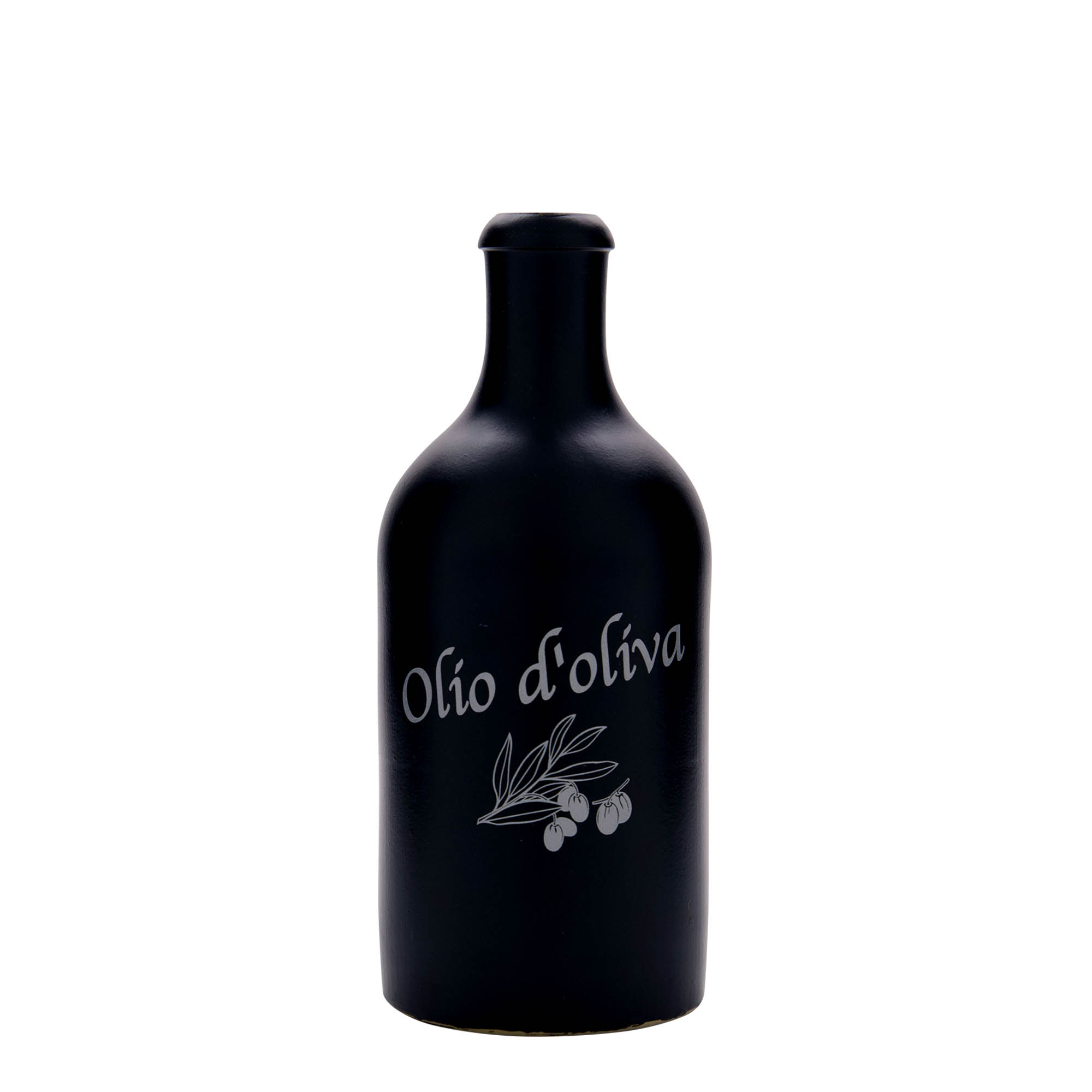 500 ml savikann, motiiv: oliiviõli, keraamika, must, suuava: kork