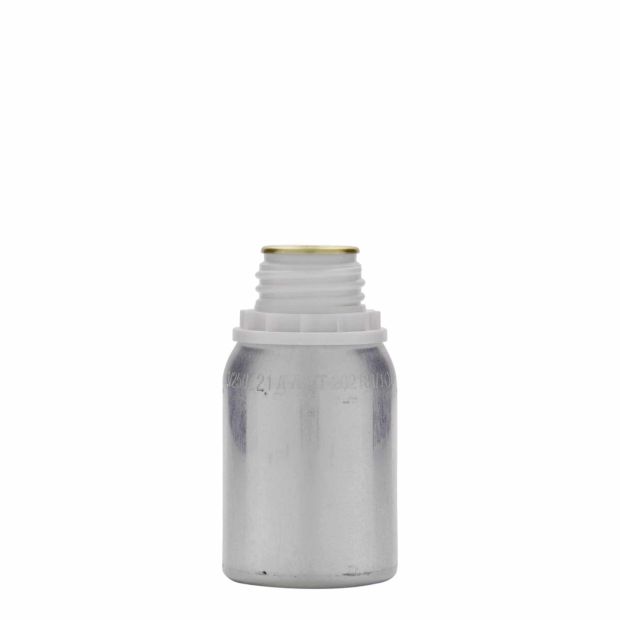 125 ml alumiiniumpudel, metall, hõbedane, sulgur: DIN 32