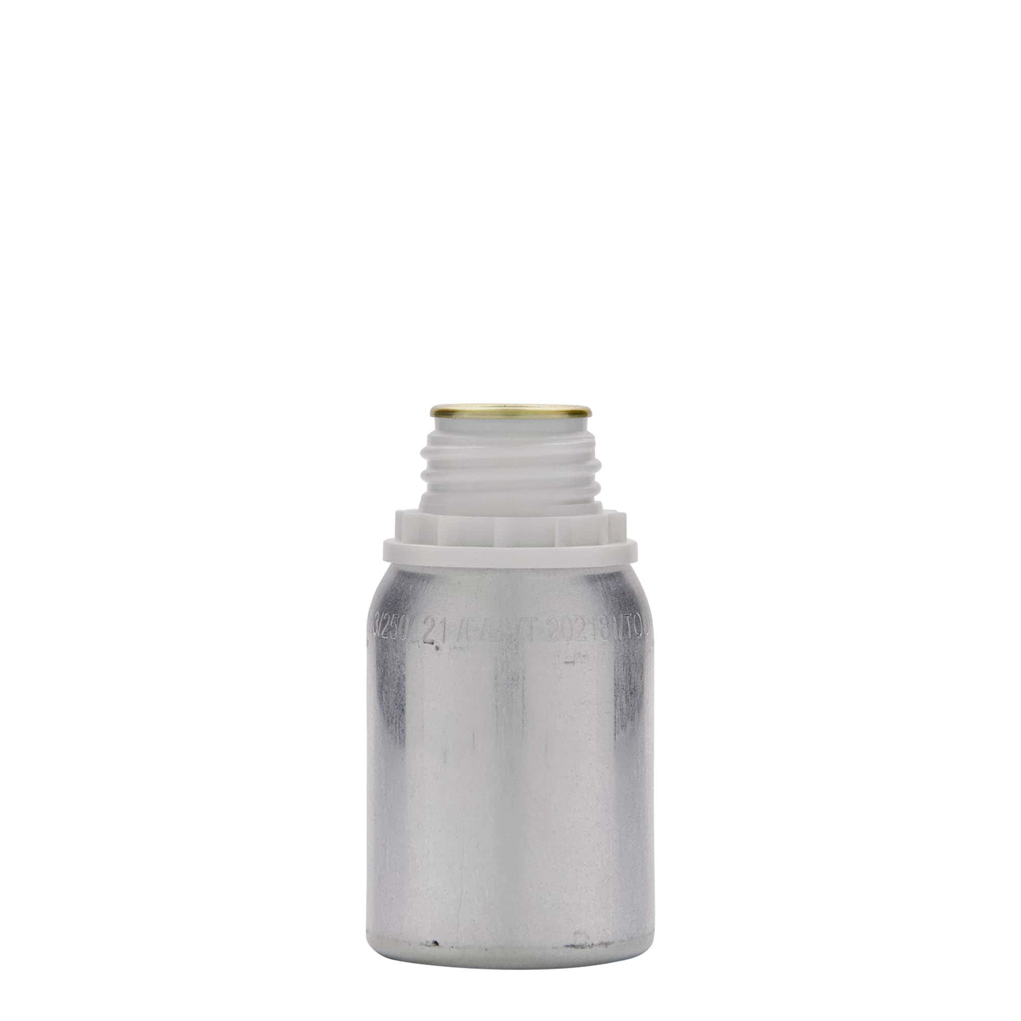 125 ml alumiiniumflakon, metall, hõbedane, suuava: DIN 32