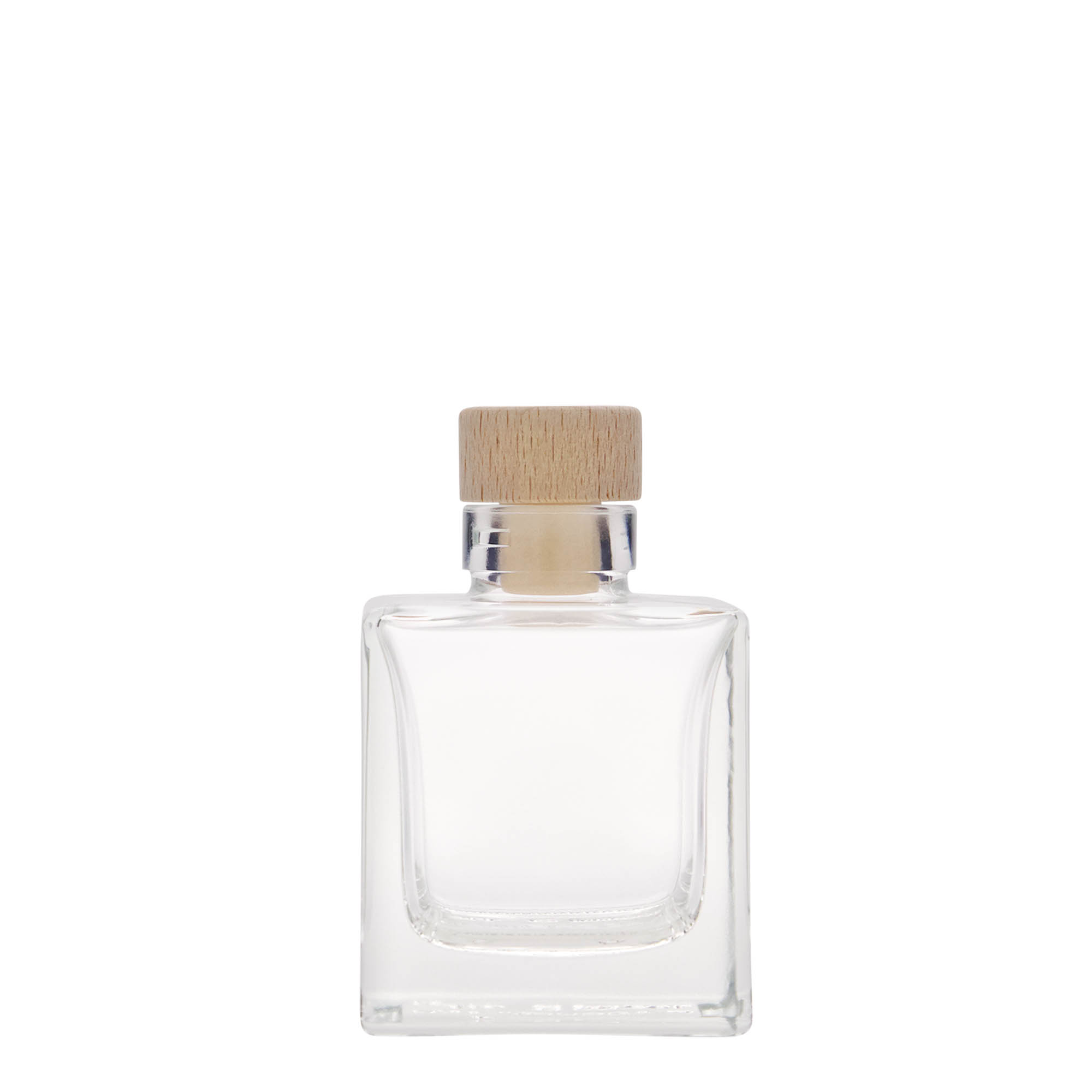 100 ml klaaspudel 'Cube', ruudukujuline, suuava: kork