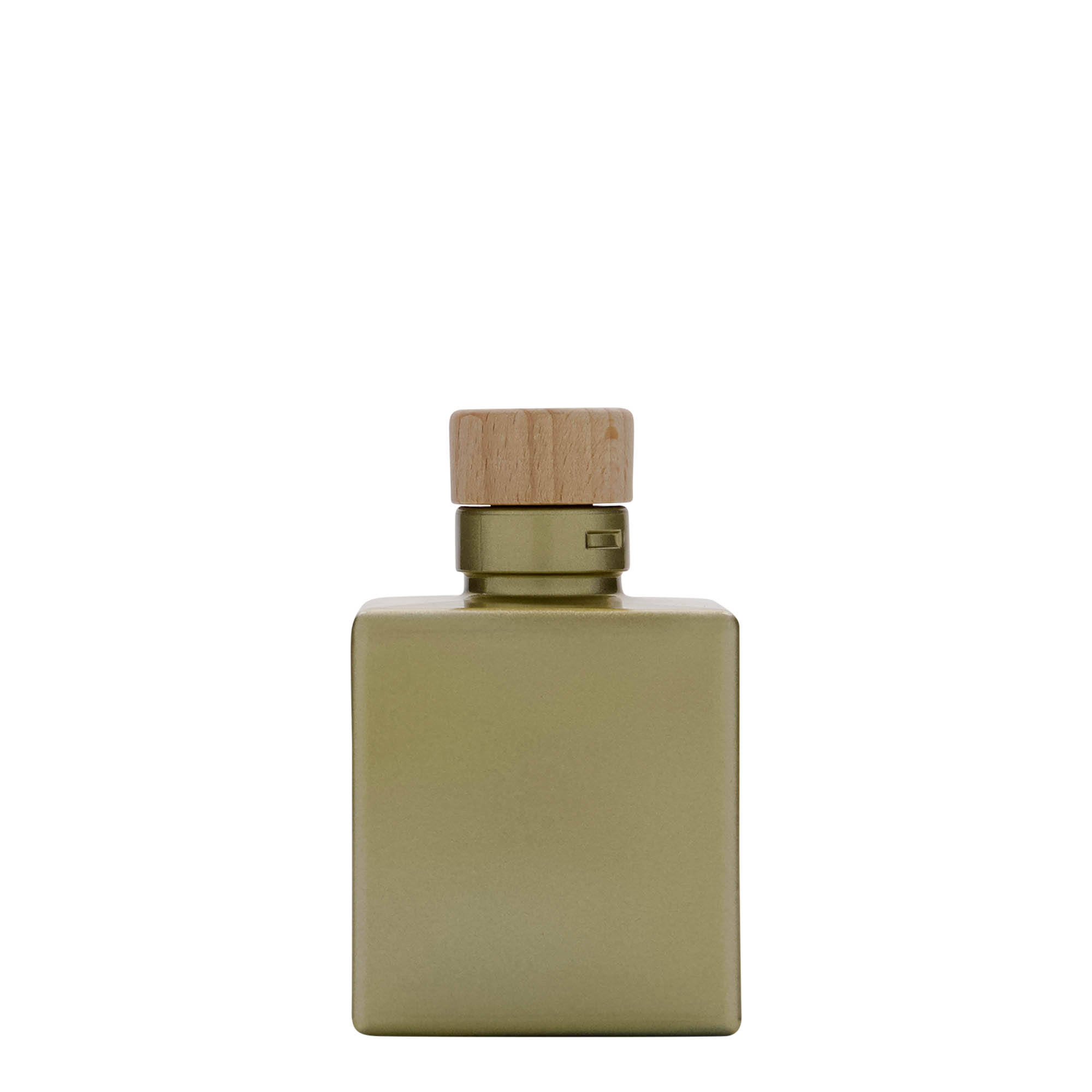 100 ml klaaspudel 'Cube', ruudukujuline, kuldne, suuava: kork