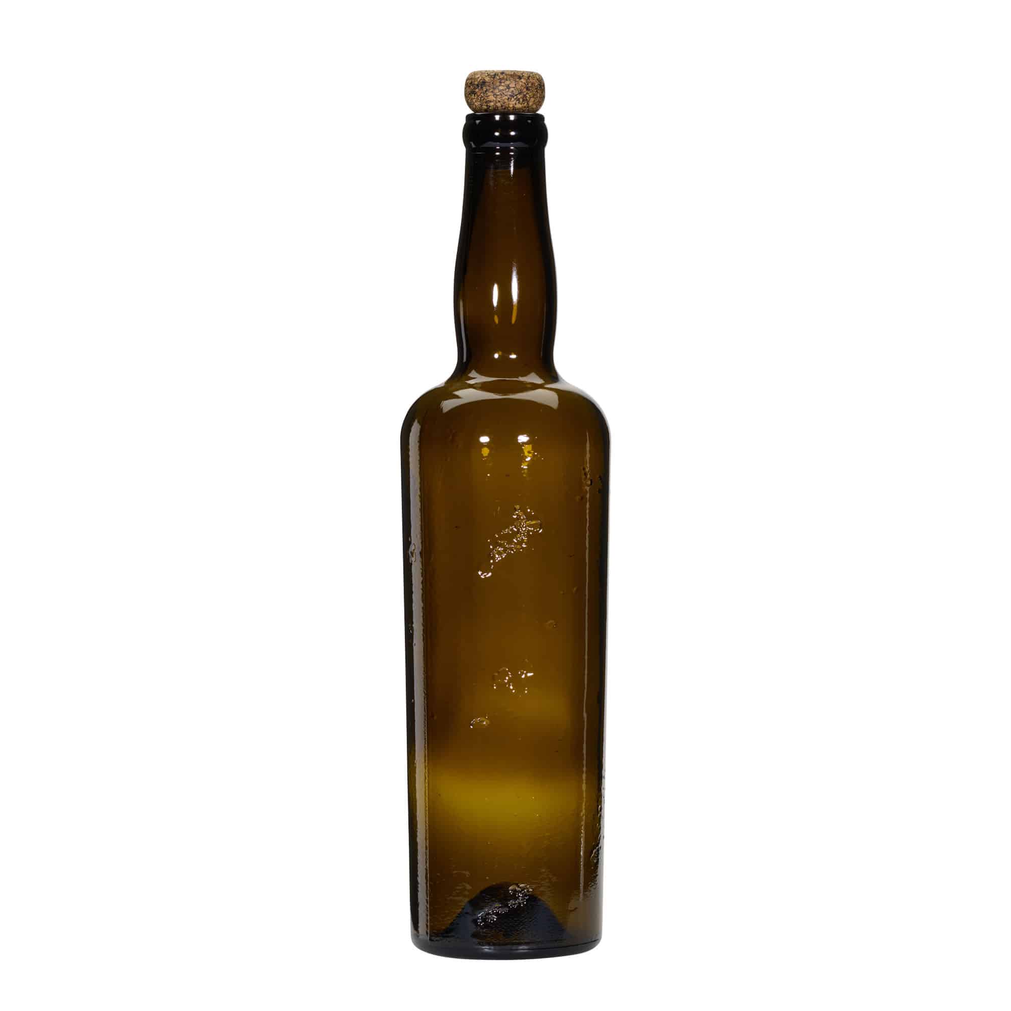 750 ml metsikult valmistatud klaaspudel „Siroco“, pruun, avale: kork