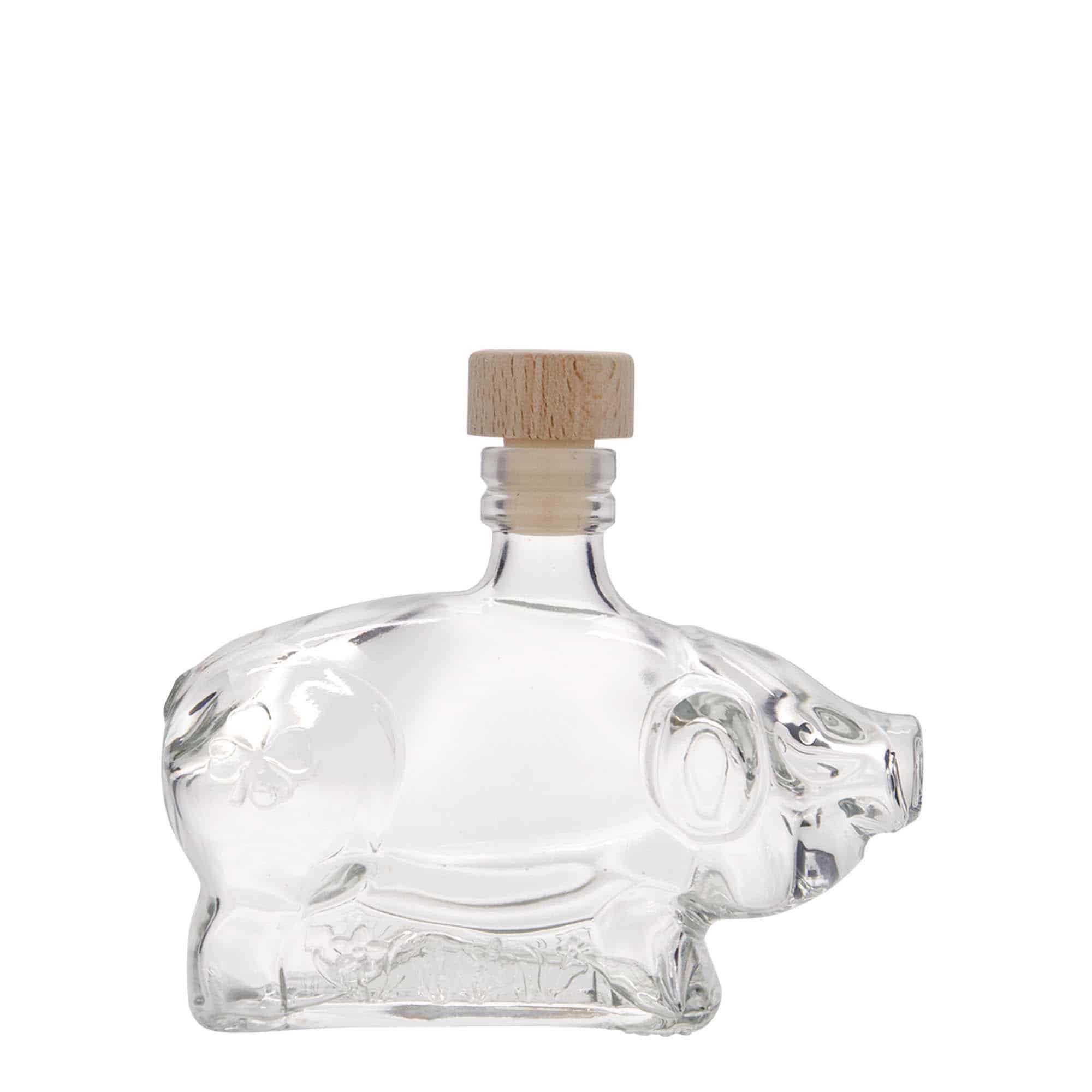 200 ml klaaspudel „Õnnelik põrsas“, suuava: kork