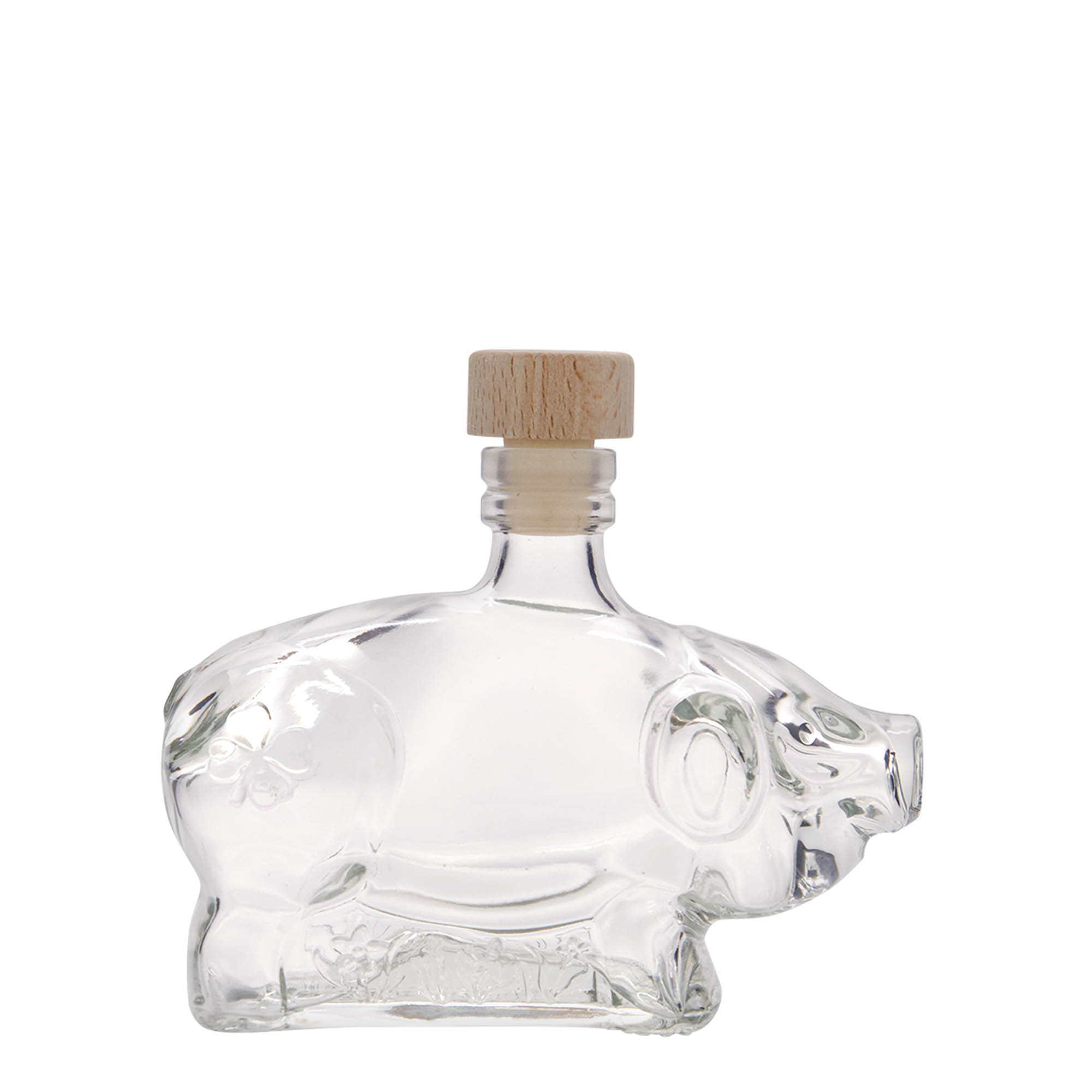 200 ml klaaspudel „Õnnelik põrsas“, suuava: kork