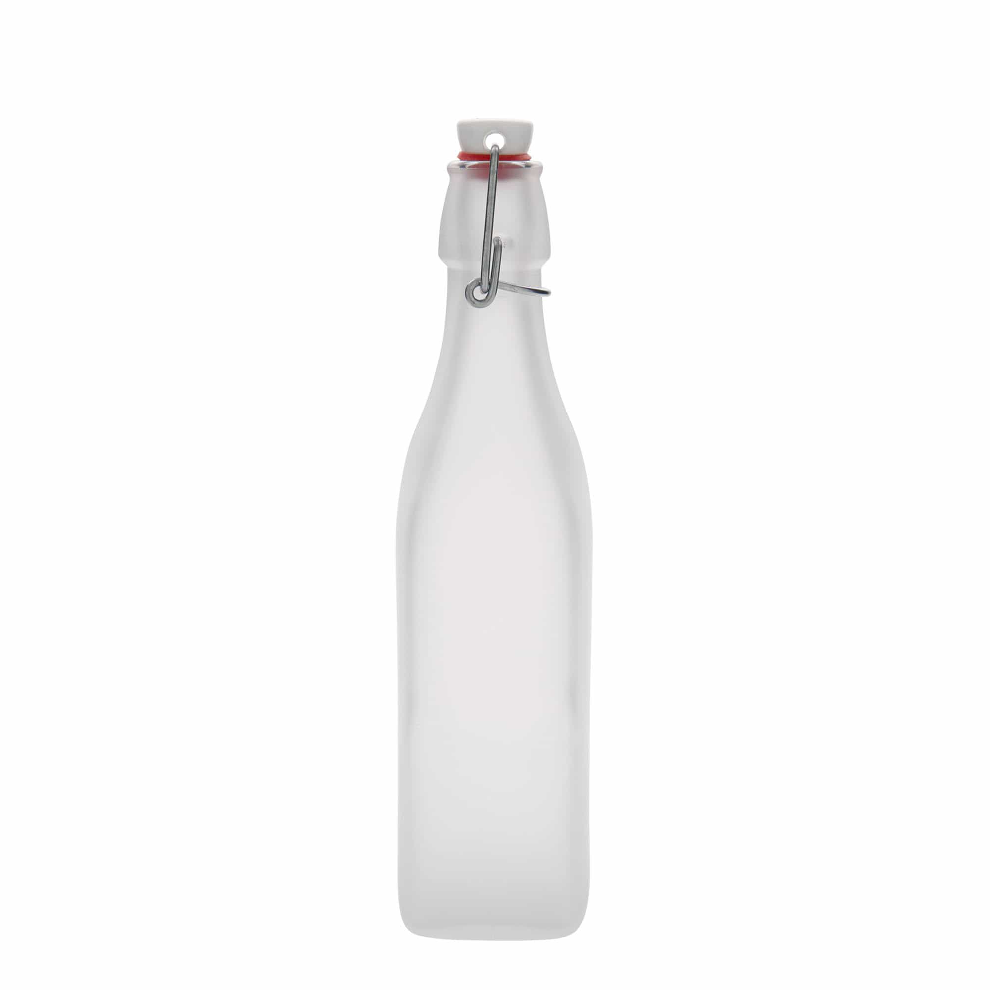 500 ml klaaspudel 'Swing, ruudukujuline, valge, suuava: klambriga sulgur'