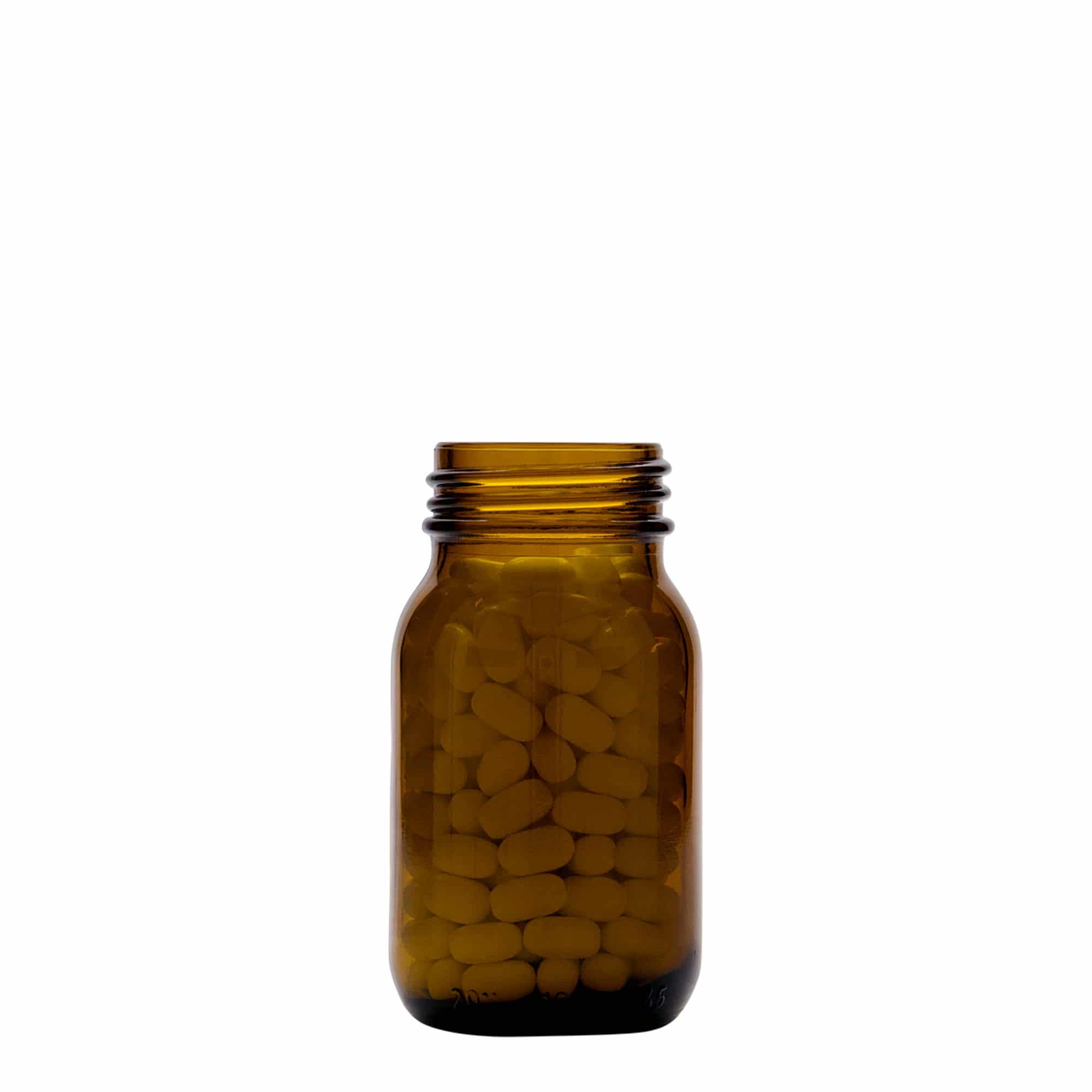 100 ml laiakaelne klaaspurk, pruun, ava: DIN 40