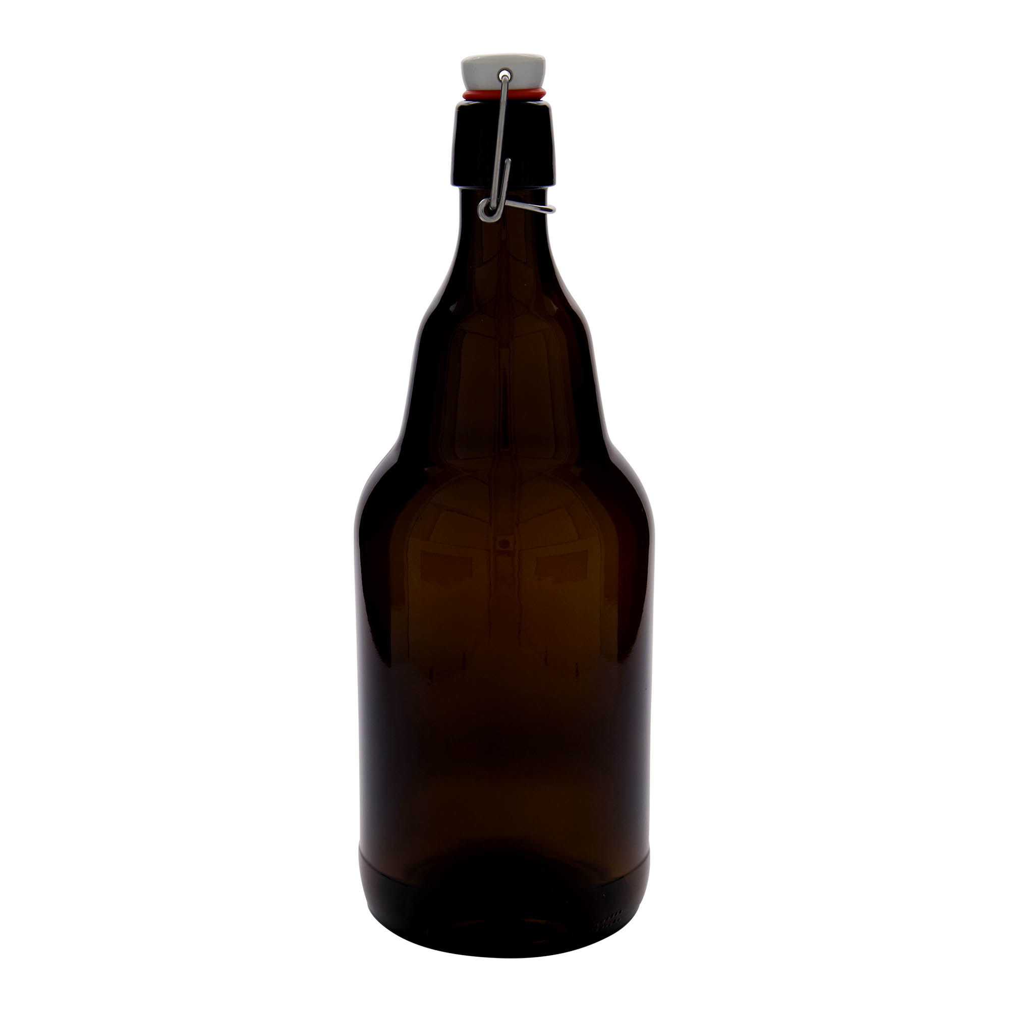 2.000 ml õllepudel, klaas, pruun, suuava: klambrikork
