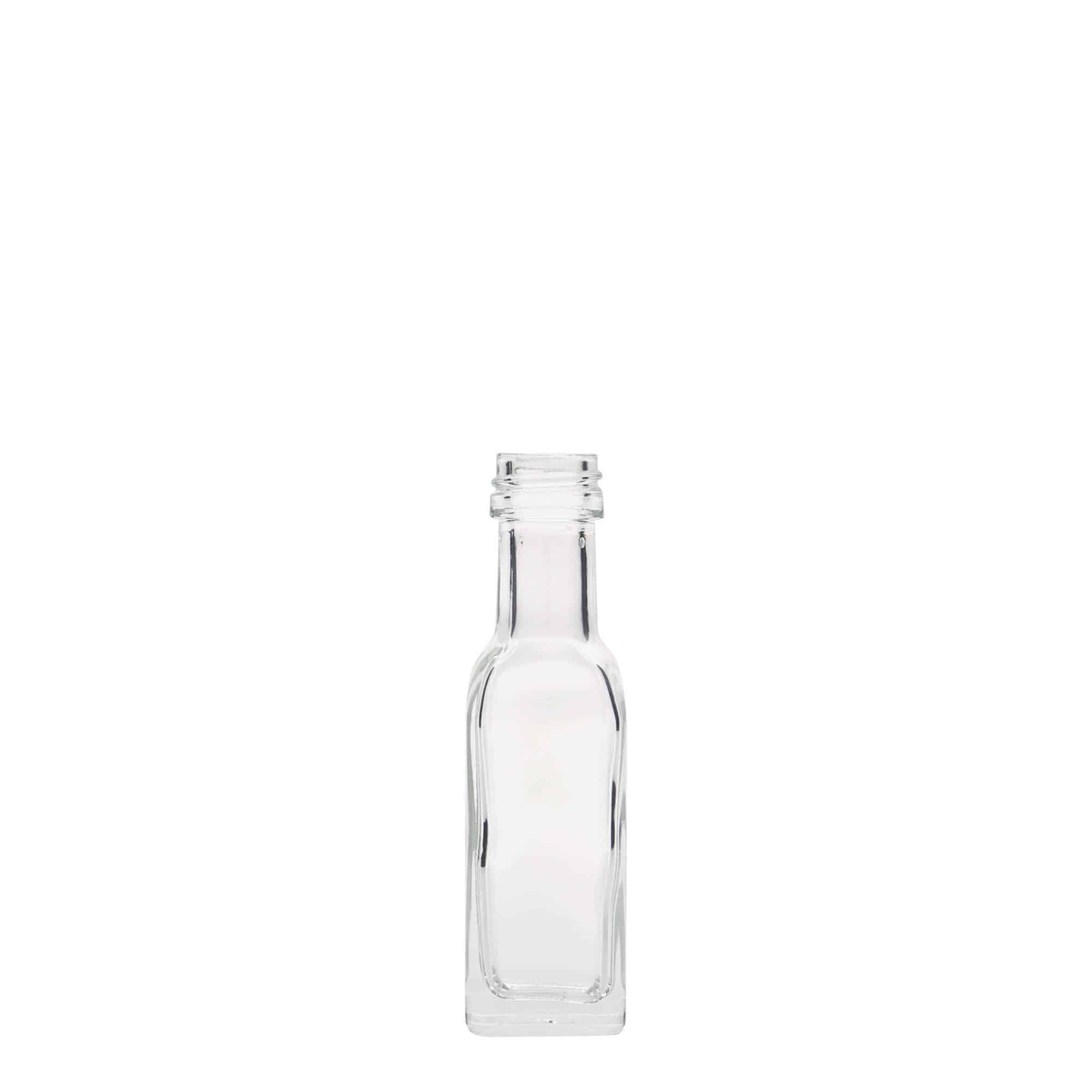 20 ml klaaspudel 'Marasca', ruudukujuline, sulgur: PP 18 20 ml klaaspudel 'Marasca', ruudukujuline, sulgur: PP 18