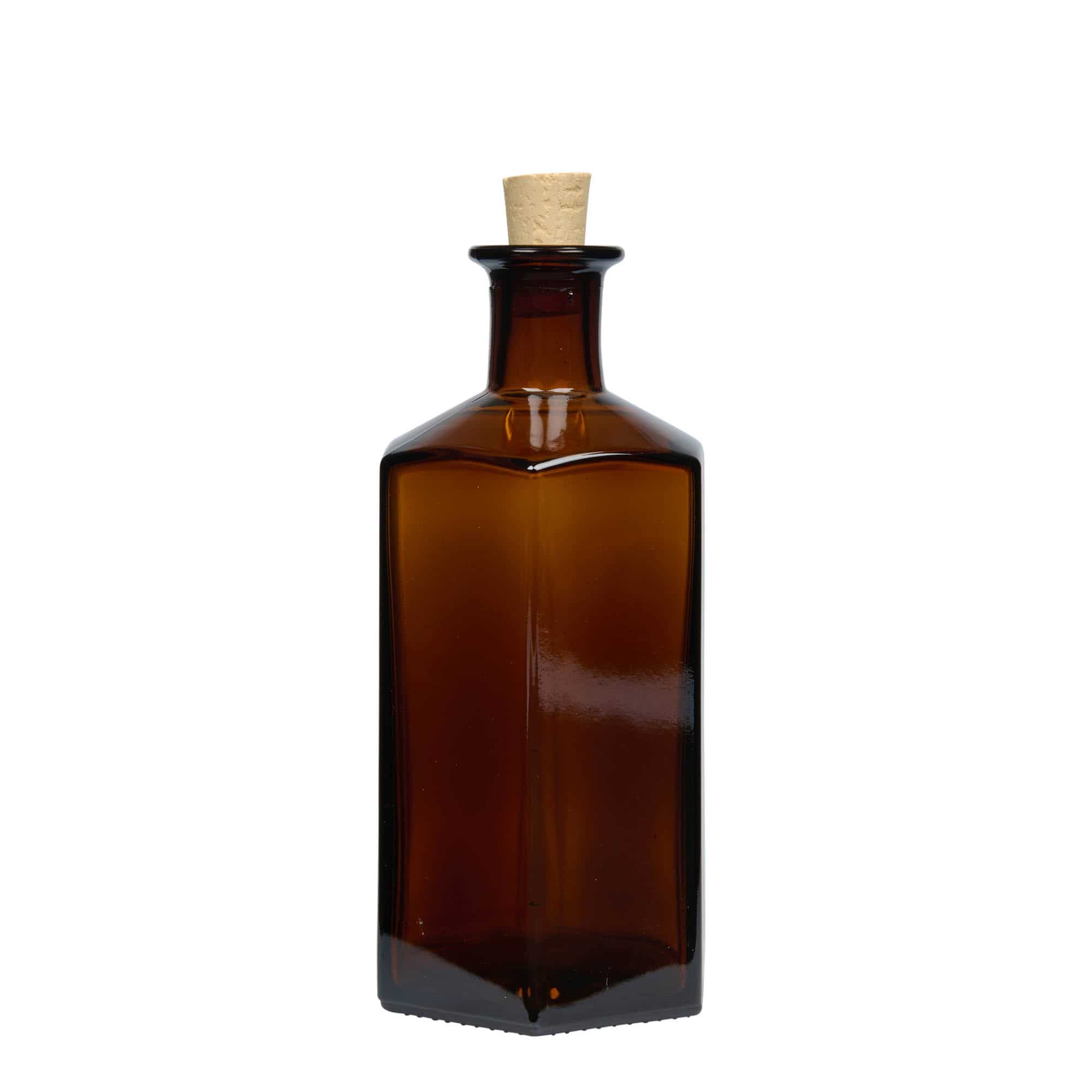 500 ml klaaspudel Apothecary 'Jimmy'. kuusnurkne. pruun. Suu: kork
