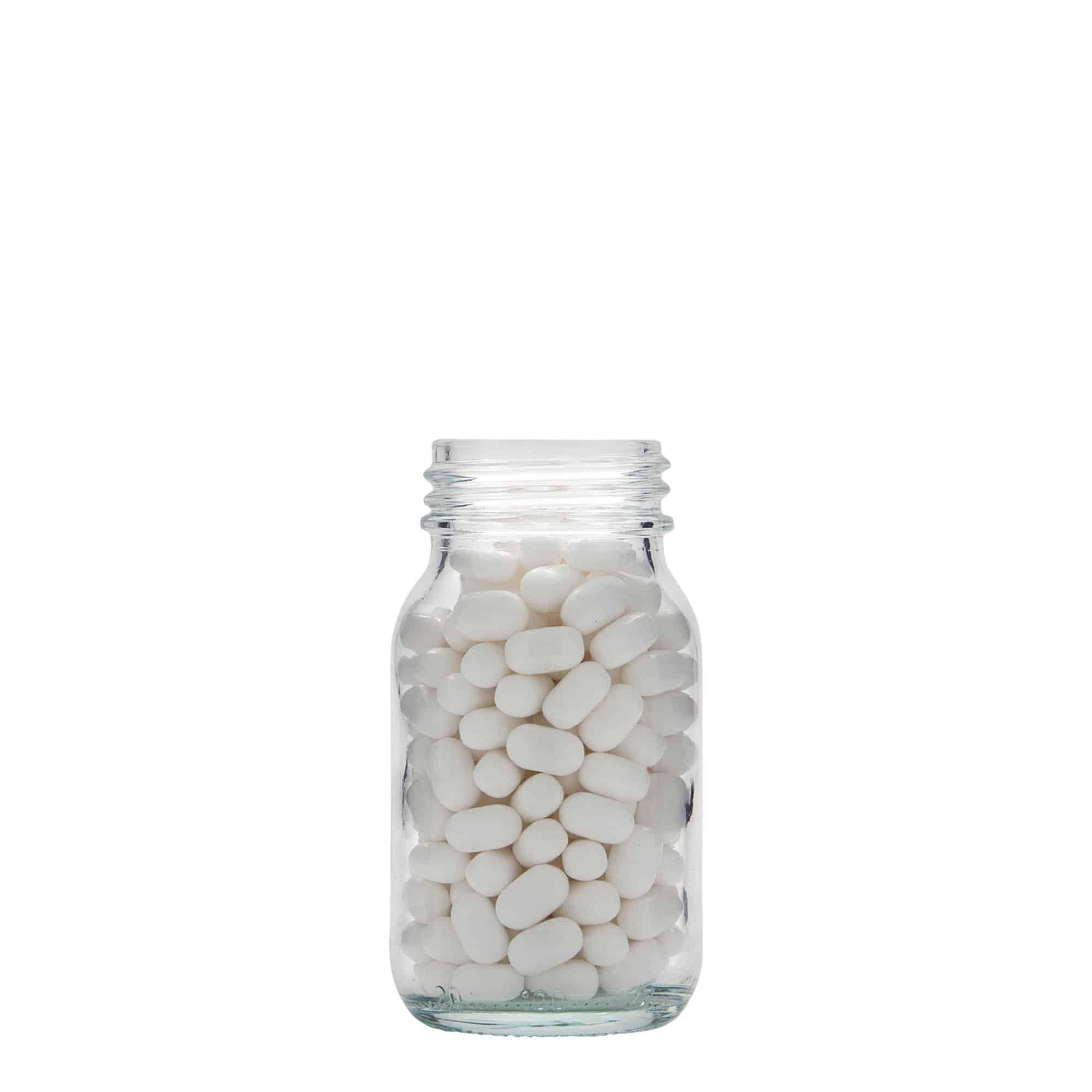 100 ml laiakaelne klaaspurk, avale: DIN 40