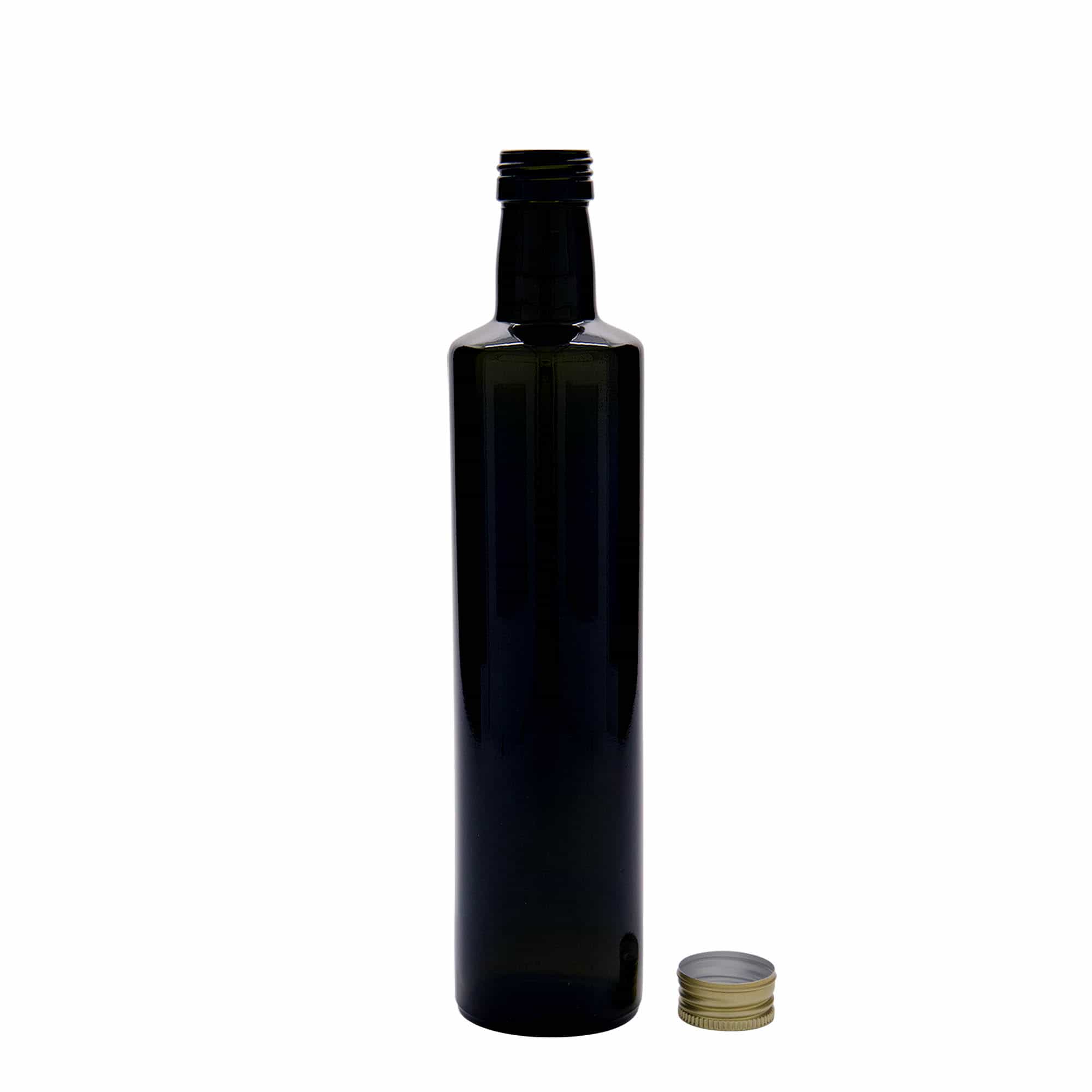 500 ml klaaspudel 'Dorica', antiikroheline, sulgur: PP 31,5