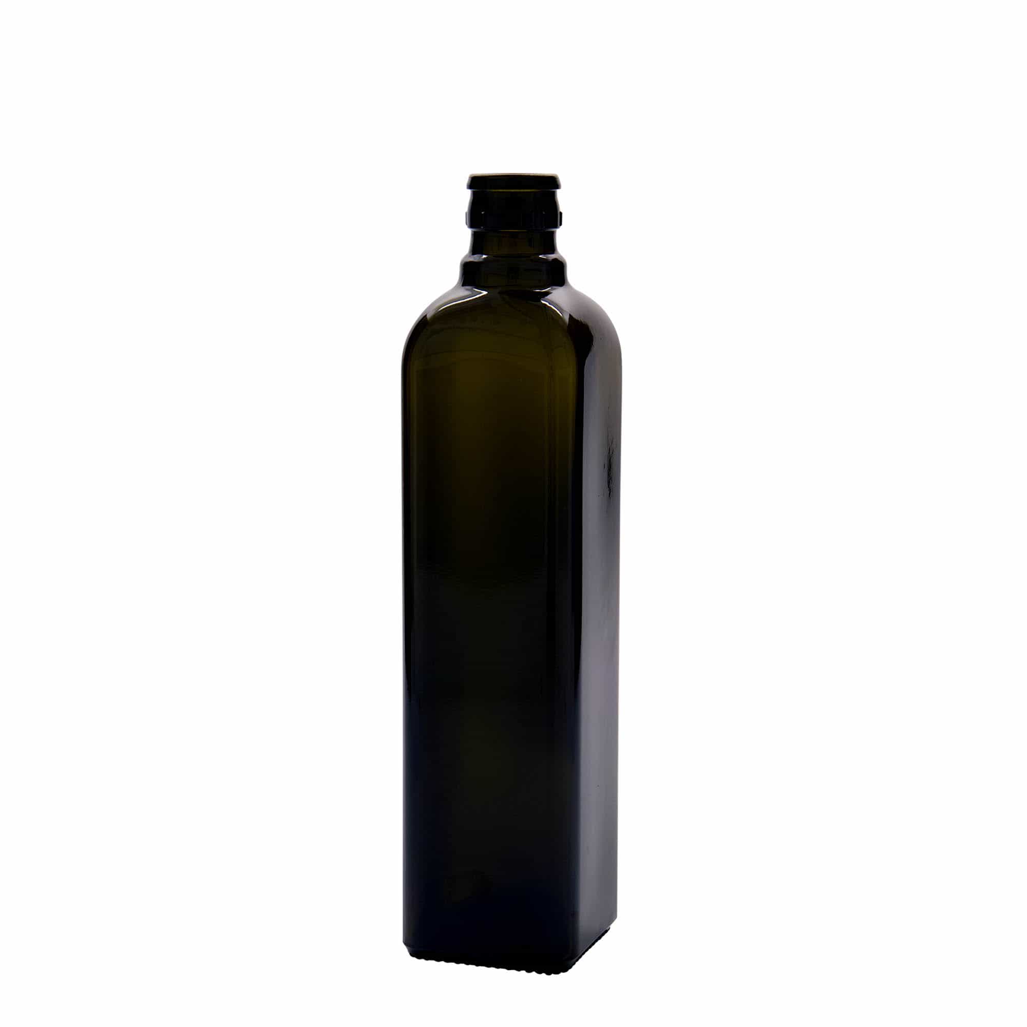 500 ml äädika/õlipudel 'Quadra', klaas, ruudukujuline, antiikroheline, sulgur: DOP