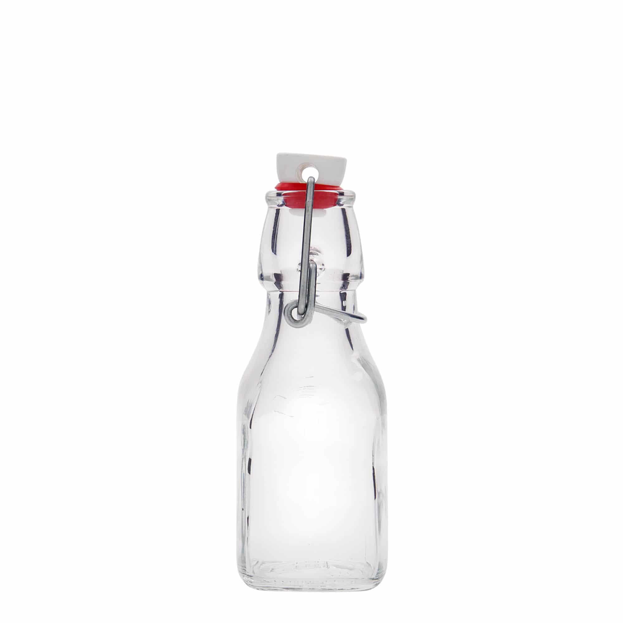 125 ml klaaspudel 'Sving', ruudukujuline, sulgur: traatkork