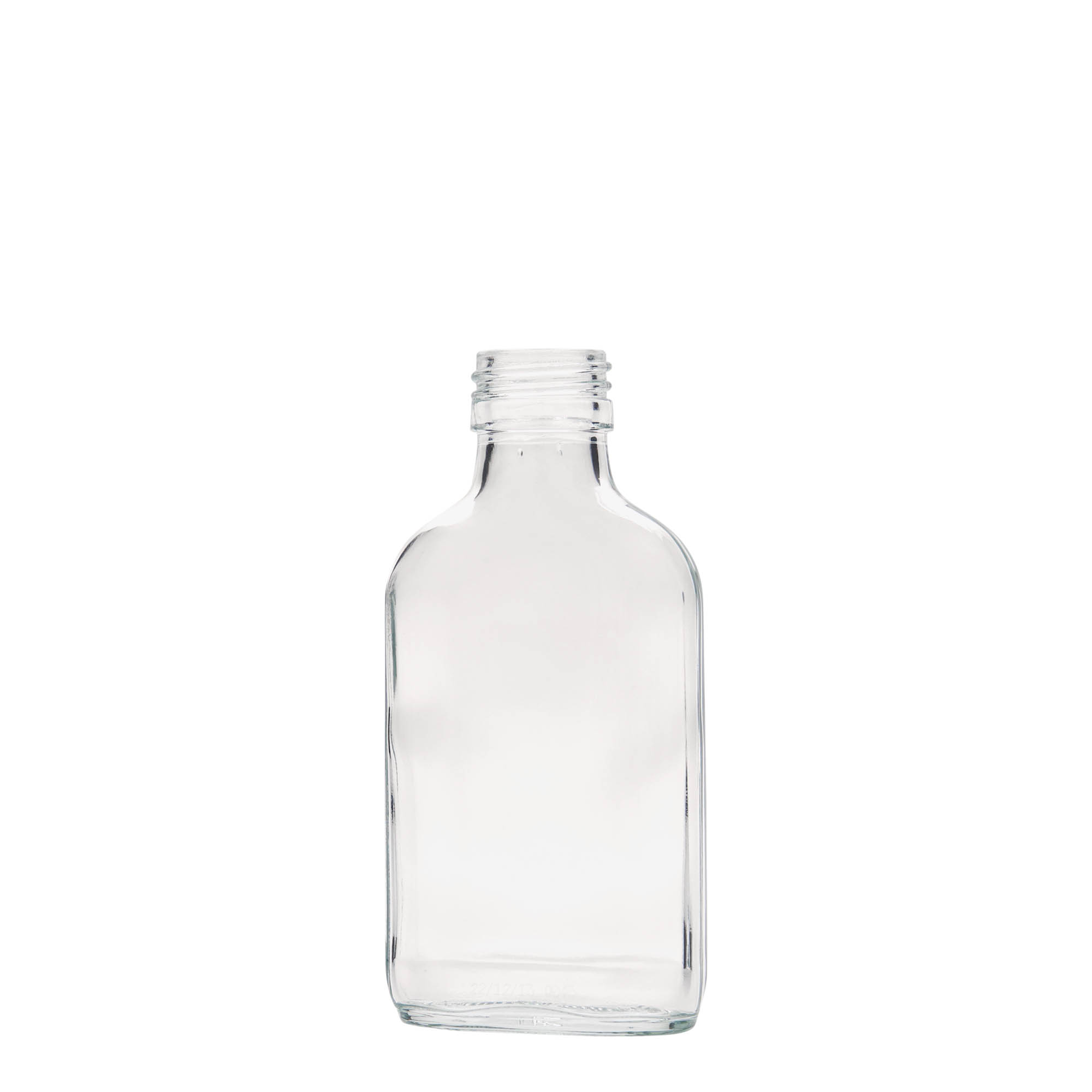 100 ml taskupudel, ristkülikukujuline, klaas, ava: PP 28 100 ml taskupudel, ristkülikukujuline, klaas, ava: PP 28