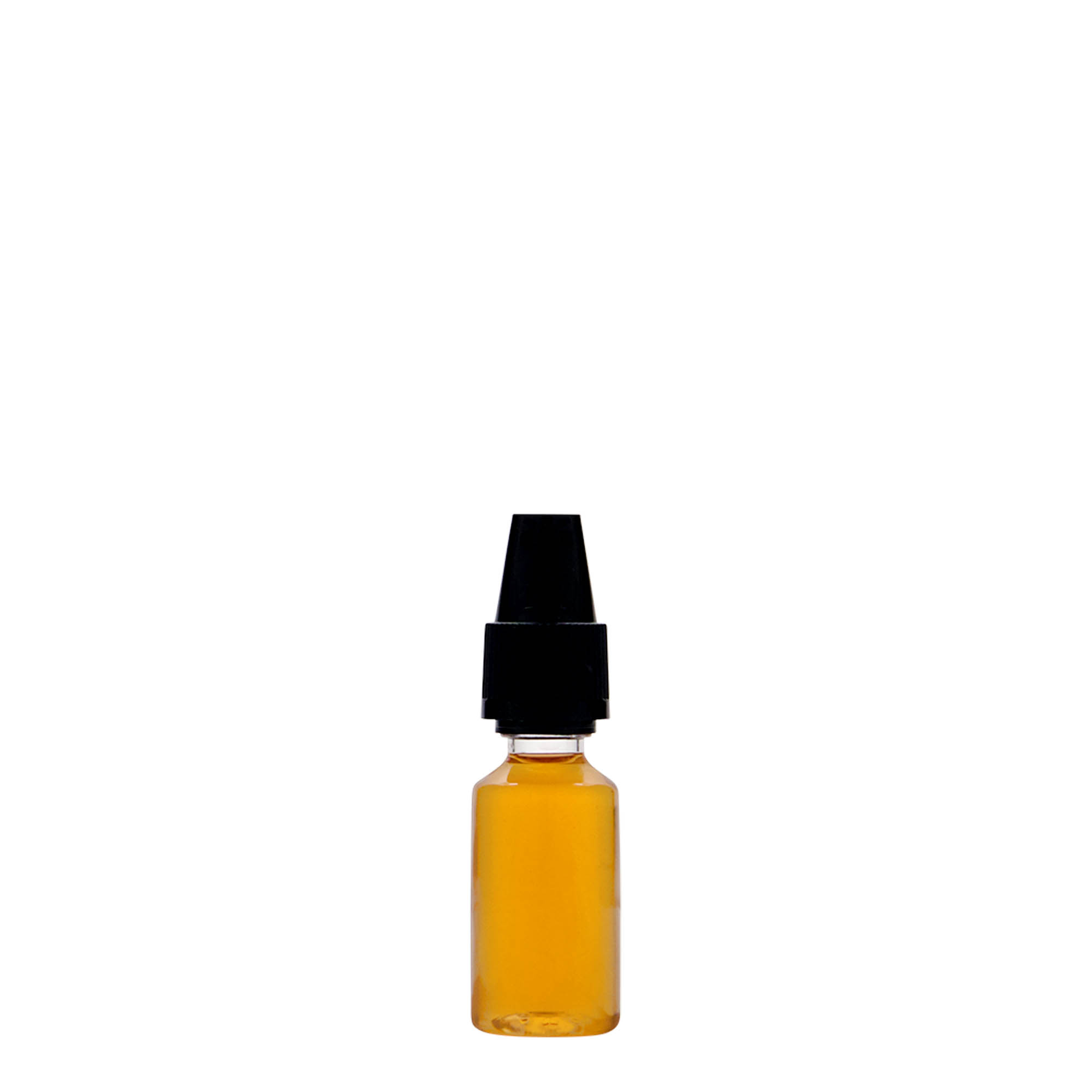 10 ml PET-pudel 'E-Liquid' kvaliteedi- ja lapsekaitsega, plastik, avaus: kruvikork