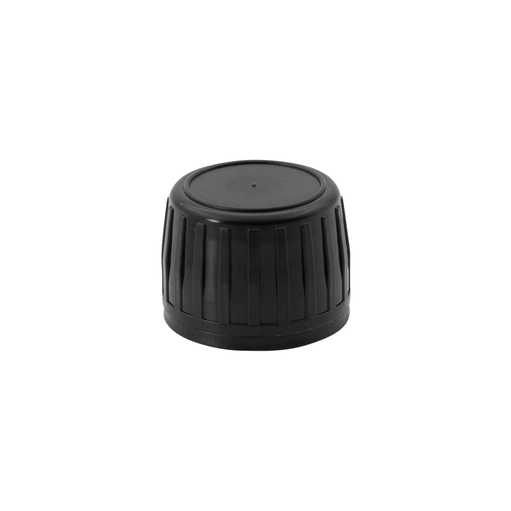 Kruvikork originaalsus, PP-plast, must, avamiseks: DIN 28