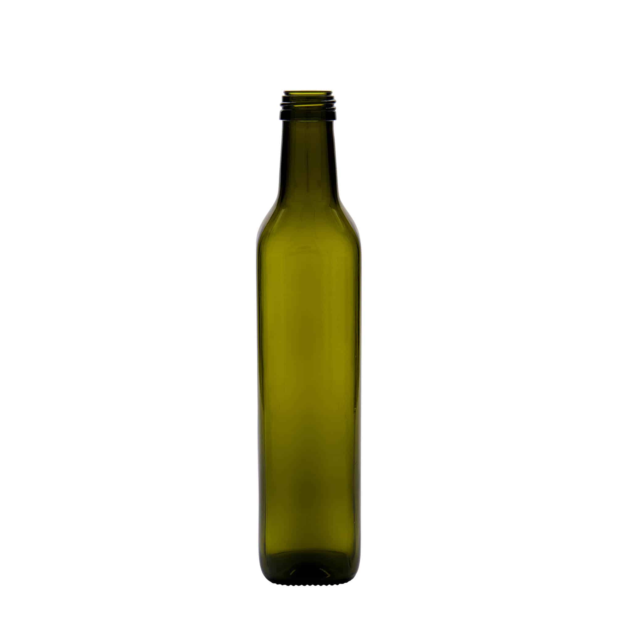 500 ml klaaspudel 'Marasca', ruudukujuline, antiikroheline, suuava: PP 31,5