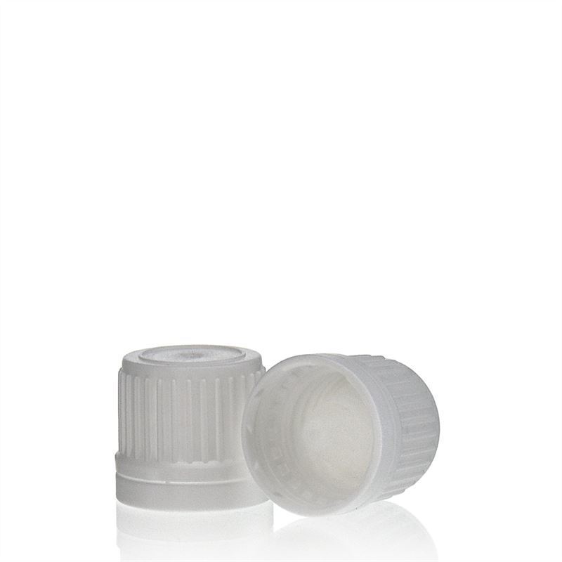 Kruviga kork tilguti sisestusega, PE-plastik, valge, suuava jaoks: DIN 18 Kruviga kork tilguti sisestusega, PE-plastik, valge, suuava jaoks: DIN 18