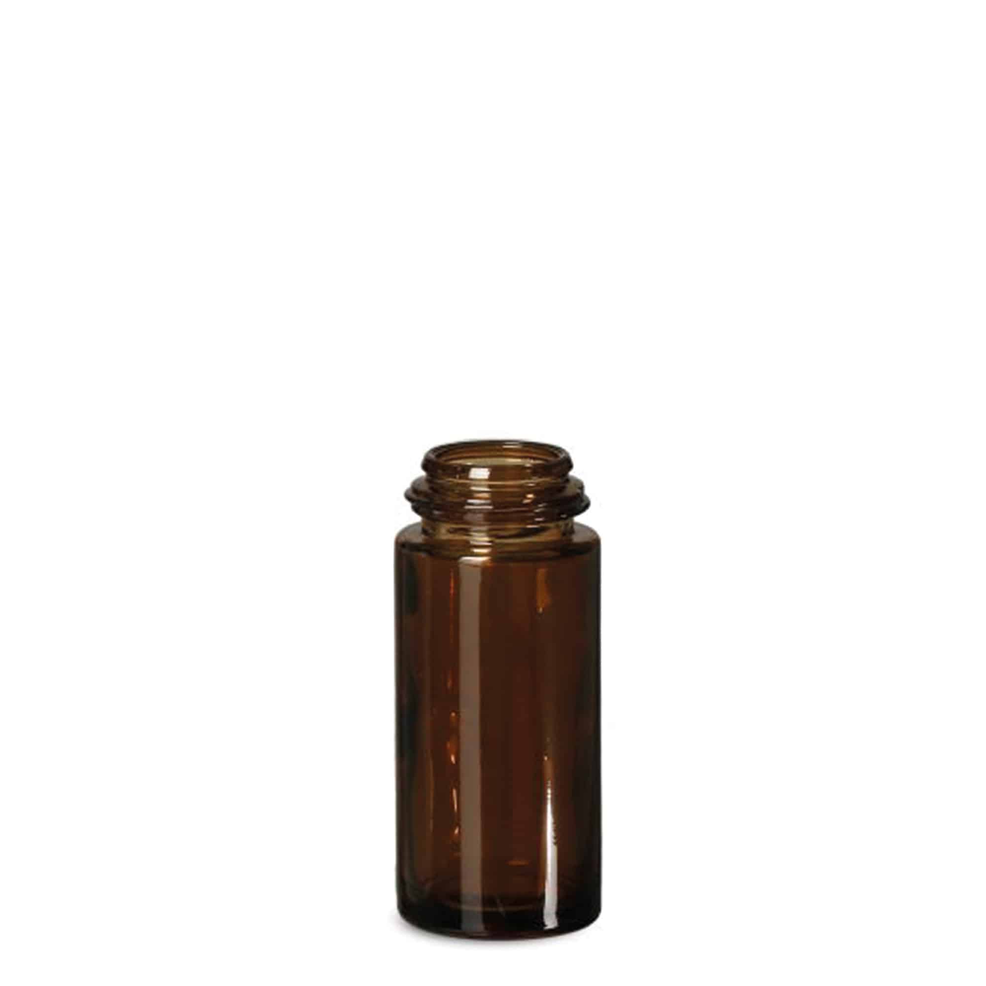 50 ml rullpudel, klaas, pruun, suu: kruvikork