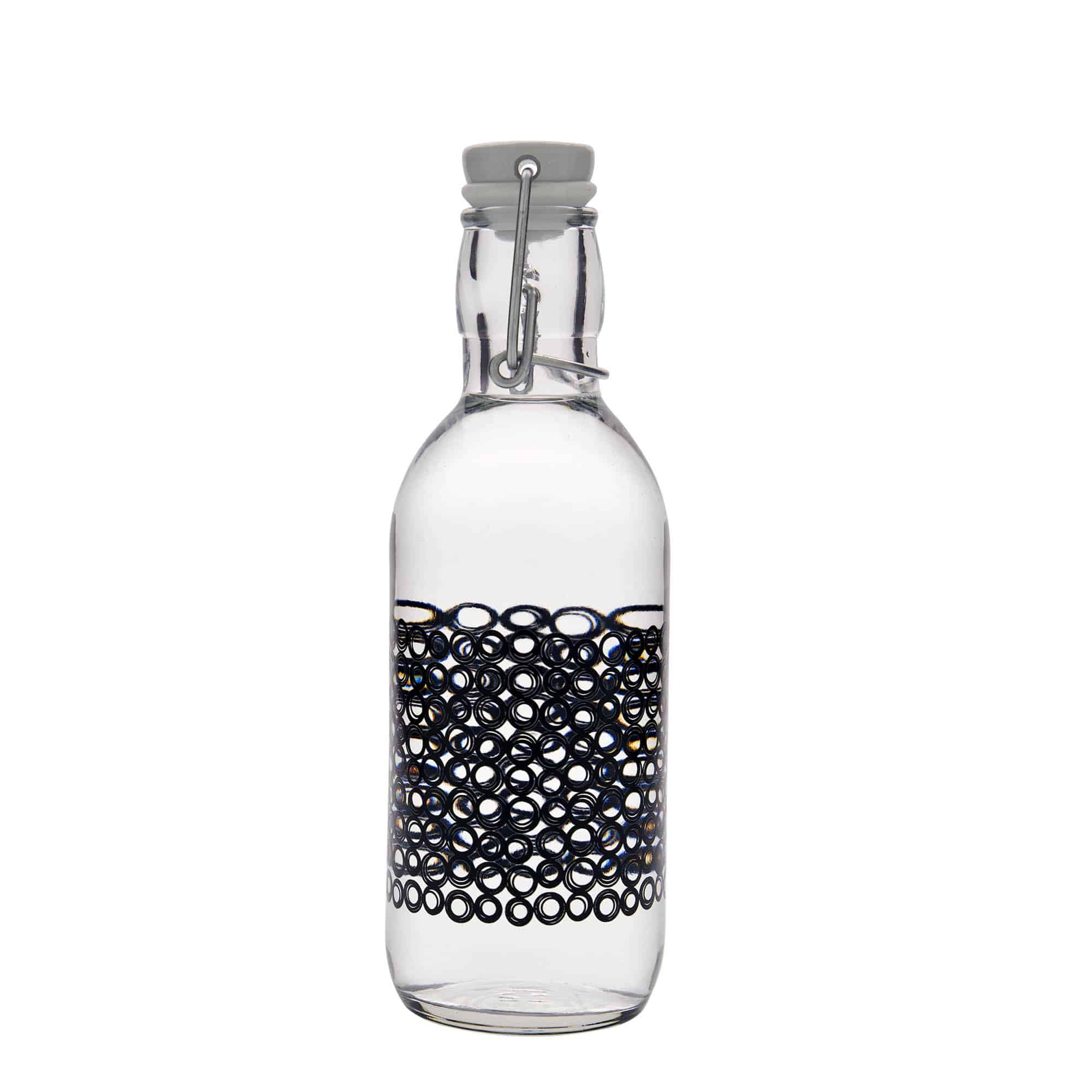 500 ml klaaspudel „Emilia“, motiiv: Circola nero, avale: klambrikork
