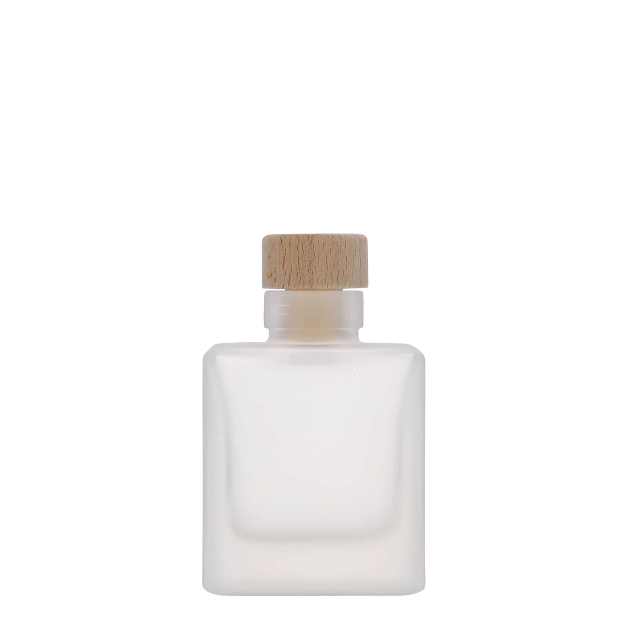 100 ml klaaspudel 'Cube', ruudukujuline, matt, sulgur: kork