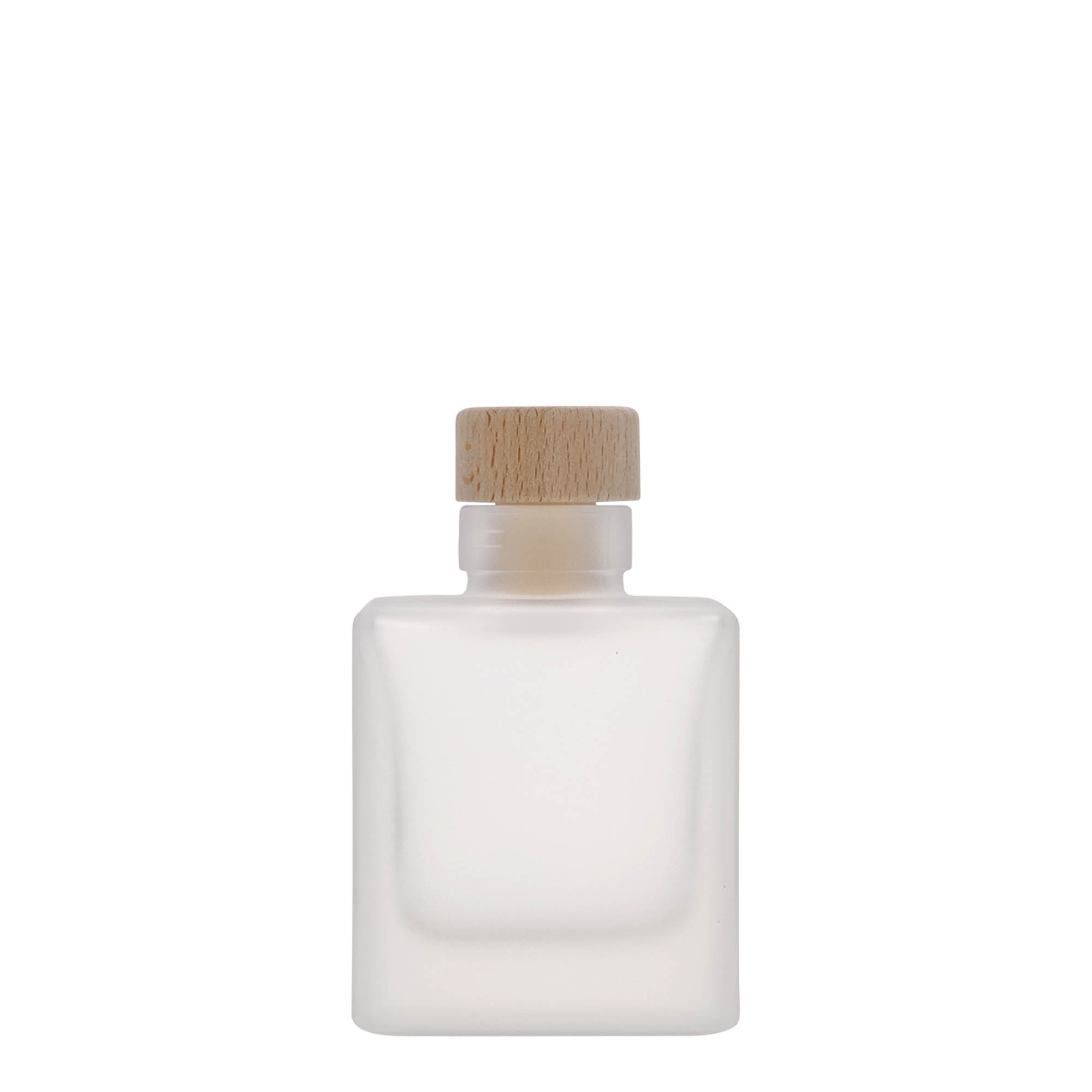 100 ml klaaspudel 'Cube', ruudukujuline, jäätunud, suuava: kork