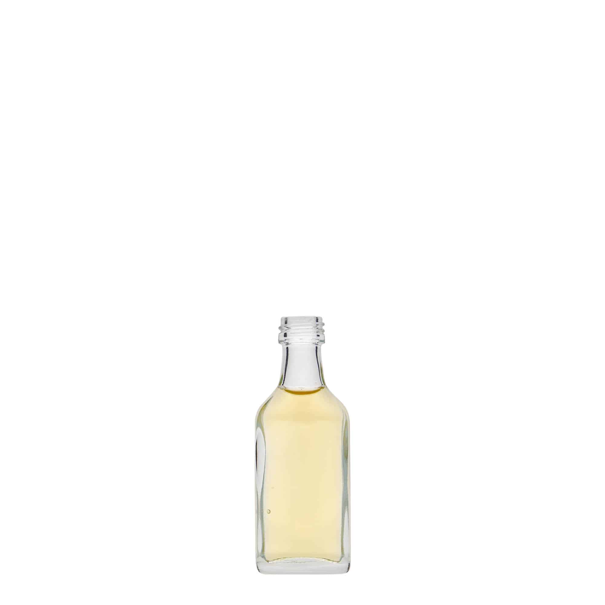 20 ml taskupudel, ristkülikukujuline, klaas, sulgur: PP 18