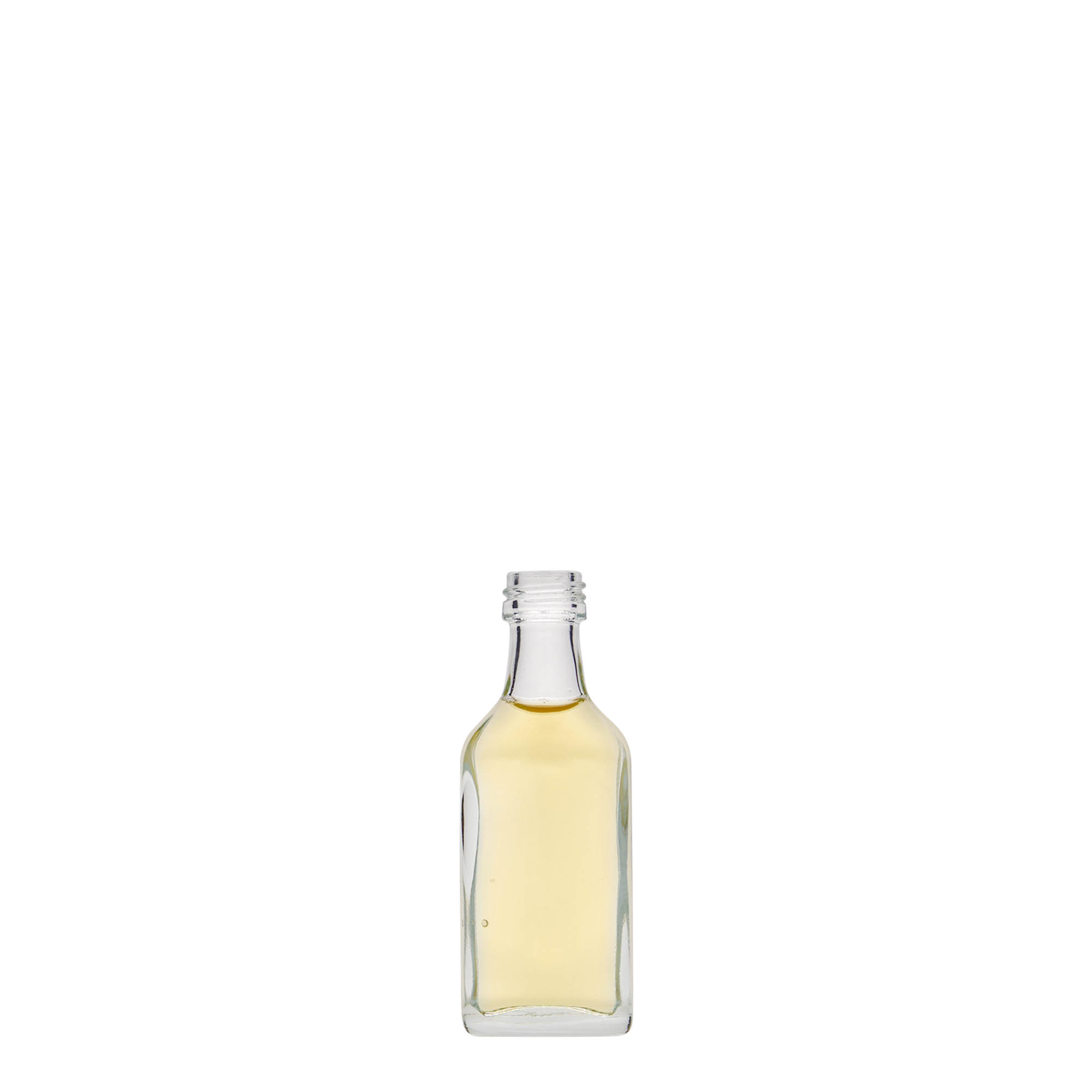 20 ml taskupudel, ristkülikukujuline, klaas, suuava: PP 18