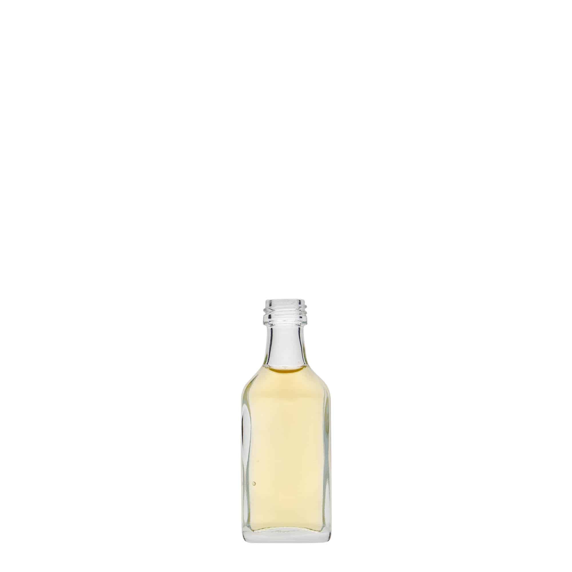 20 ml taskupudel, ristkülikukujuline, klaas, suuava: PP 18