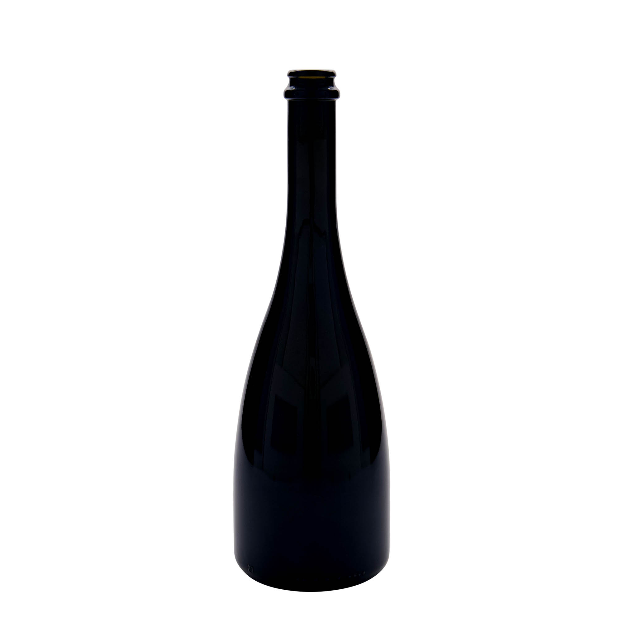 750 ml õlle-/vahuveinipudel „Tosca“, klaas, antiikroheline, avale: kroonork