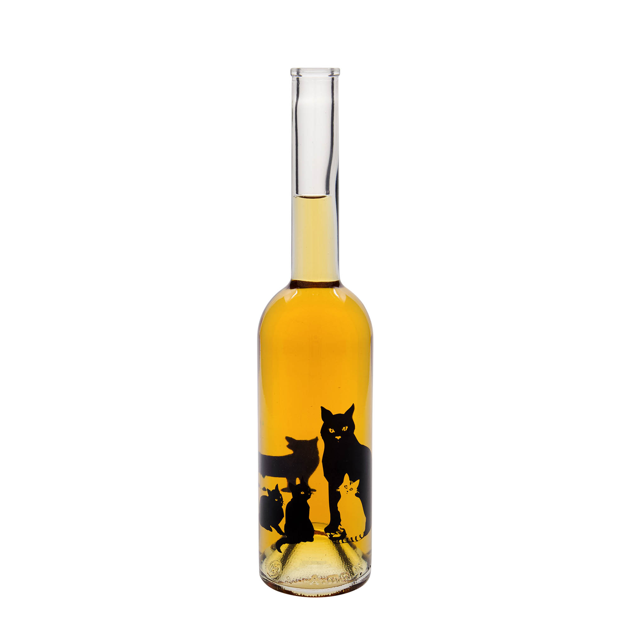 500 ml klaaspudel 'Opera', motiiv: kassid, suuava: kork