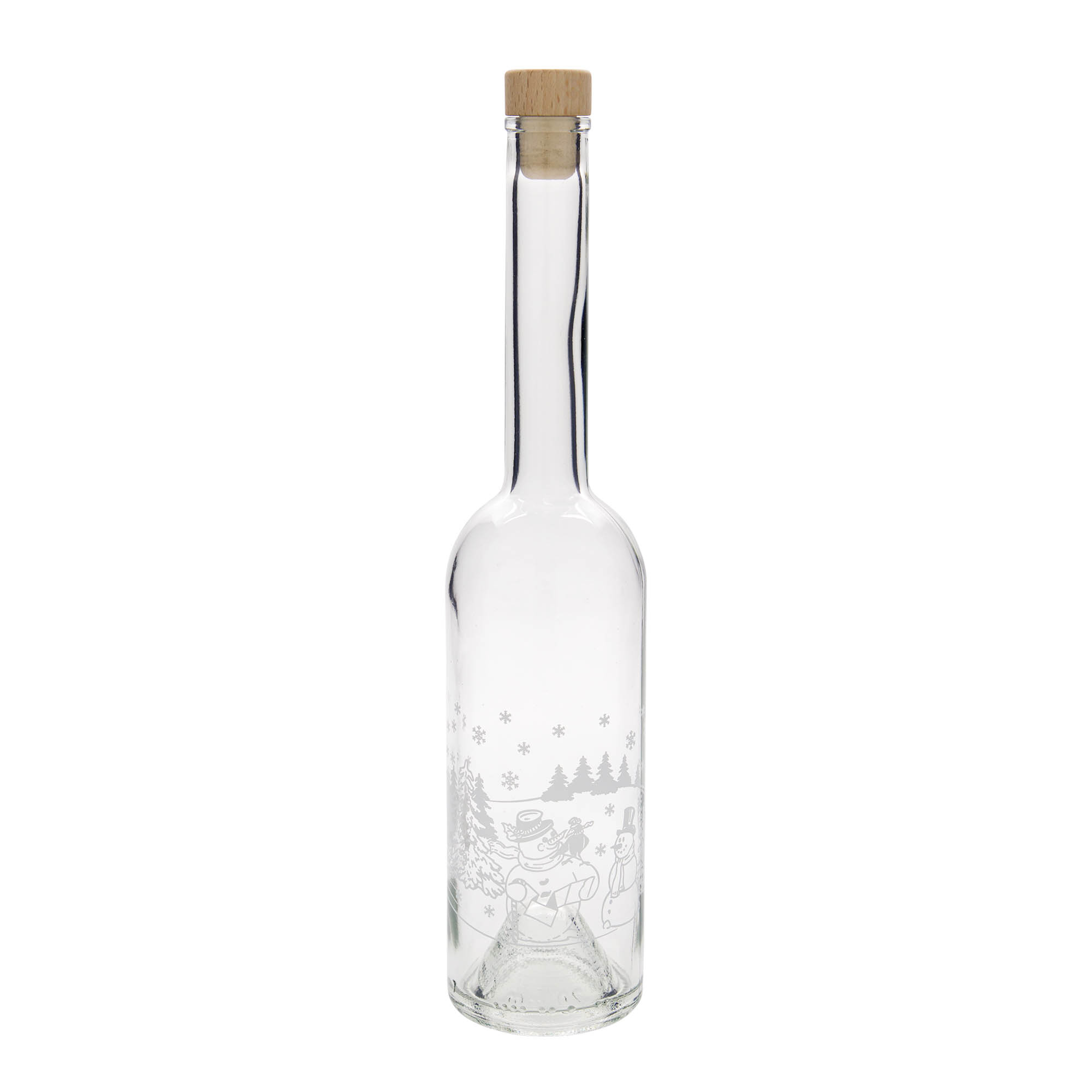 500 ml klaaspudel 'Opera', motiiv: lumememmipudel, kael: kork