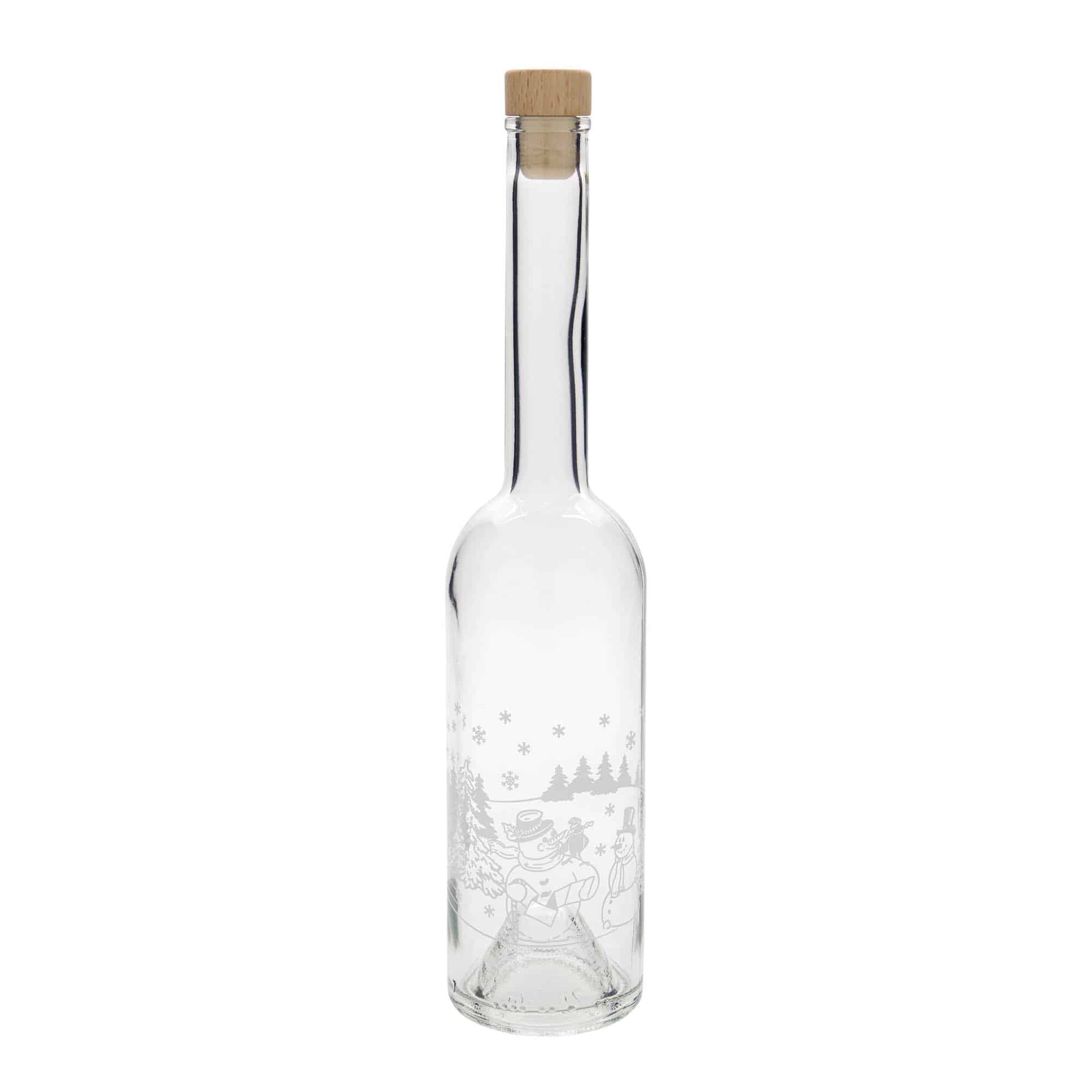 500 ml klaaspudel 'Opera', motiiv: lumememmipudel, kael: kork