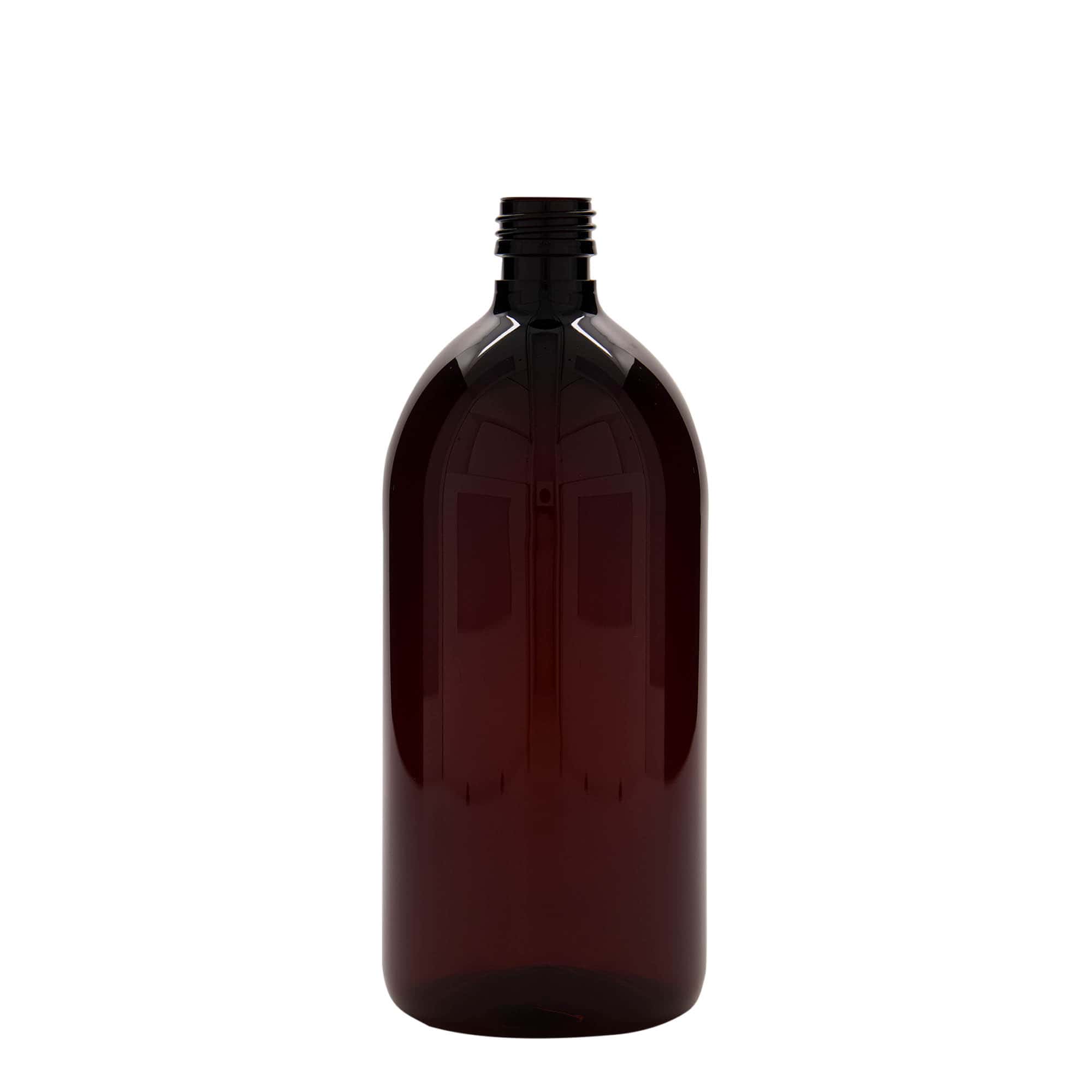 1000 ml PET-rohupudel, pruun, plast, sulgur: PP 28 1000 ml PET-rohupudel, pruun, plast, sulgur: PP 28