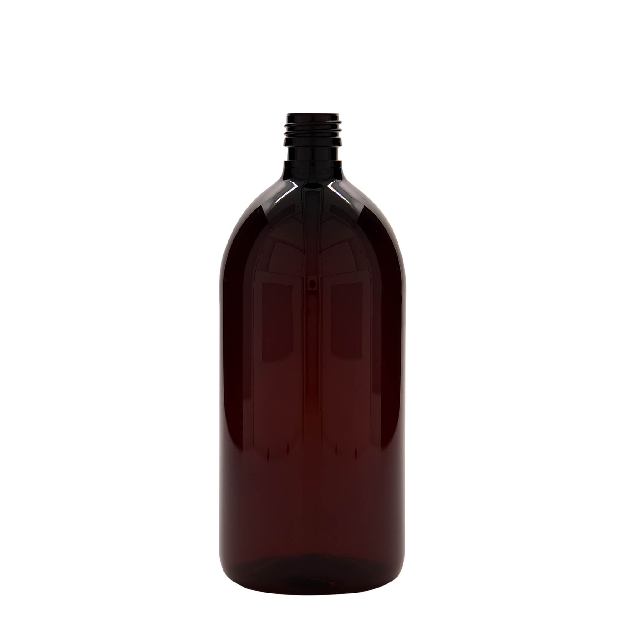 1.000 ml PET-meditsiinipudel, pruun, plastik, suuava: PP 28