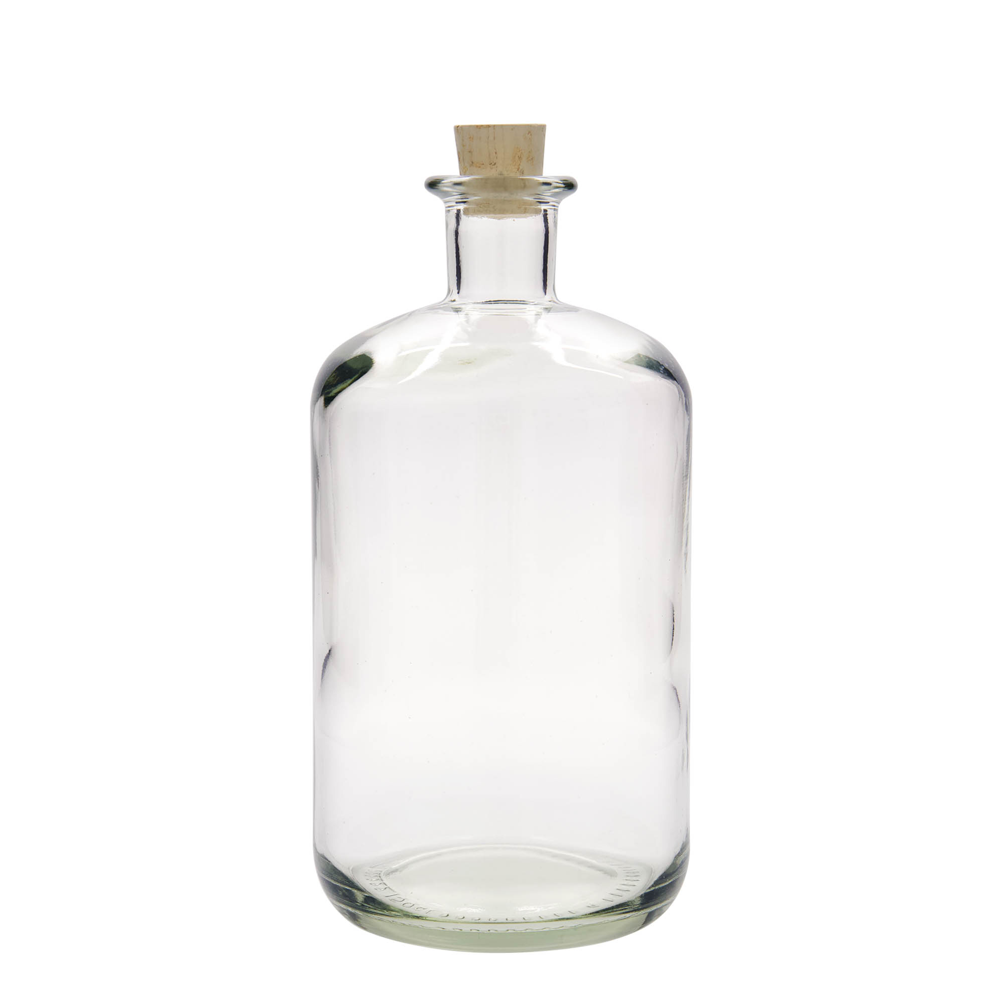 1,500 ml apteegipudel klaasist, suuava: kork